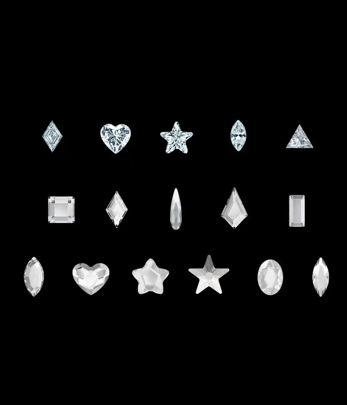 Strass dentaires en formes variées – Tooth Gems World