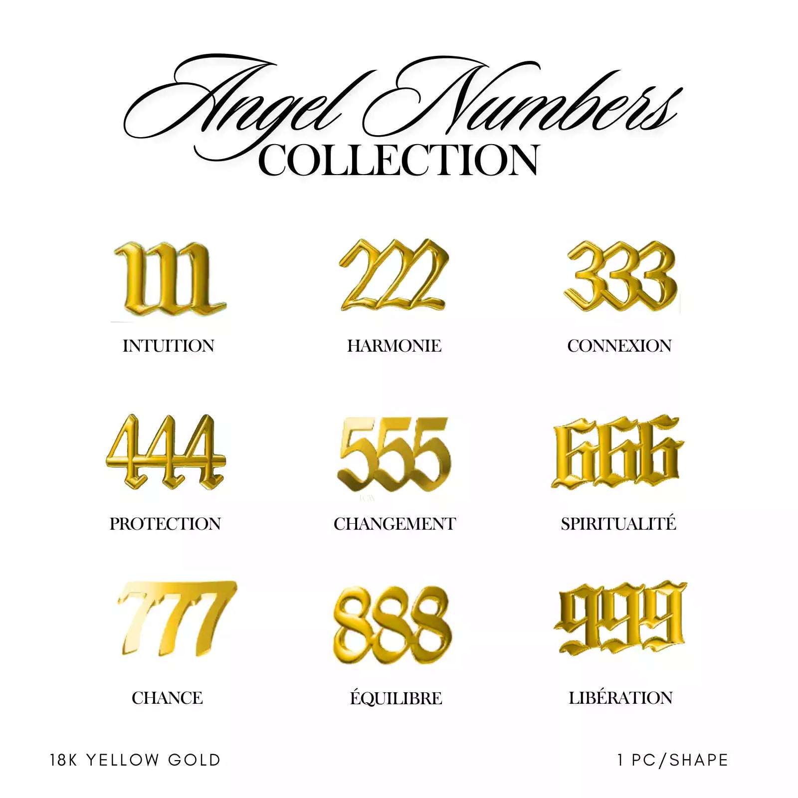 18K Gold Collection – Angel Numbers