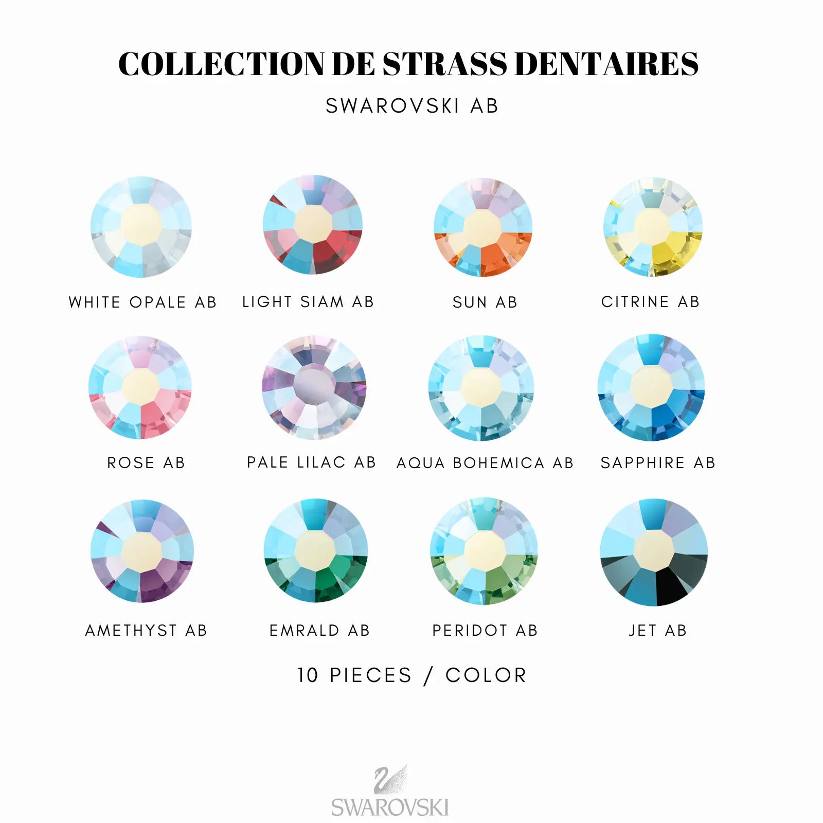 COLLECTION STRASS COLORÉS AB SWAROVSKI STRASS DENTAIRES Tooth Gems World