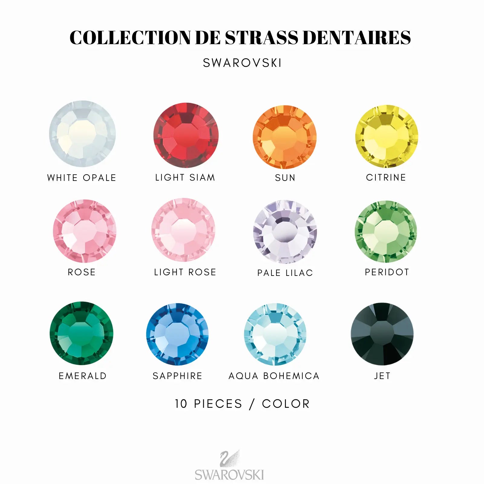 COLLECTION STRASS COLORÉS SWAROVSKI TAILLE SS3 STRASS DENTAIRES Tooth Gems World