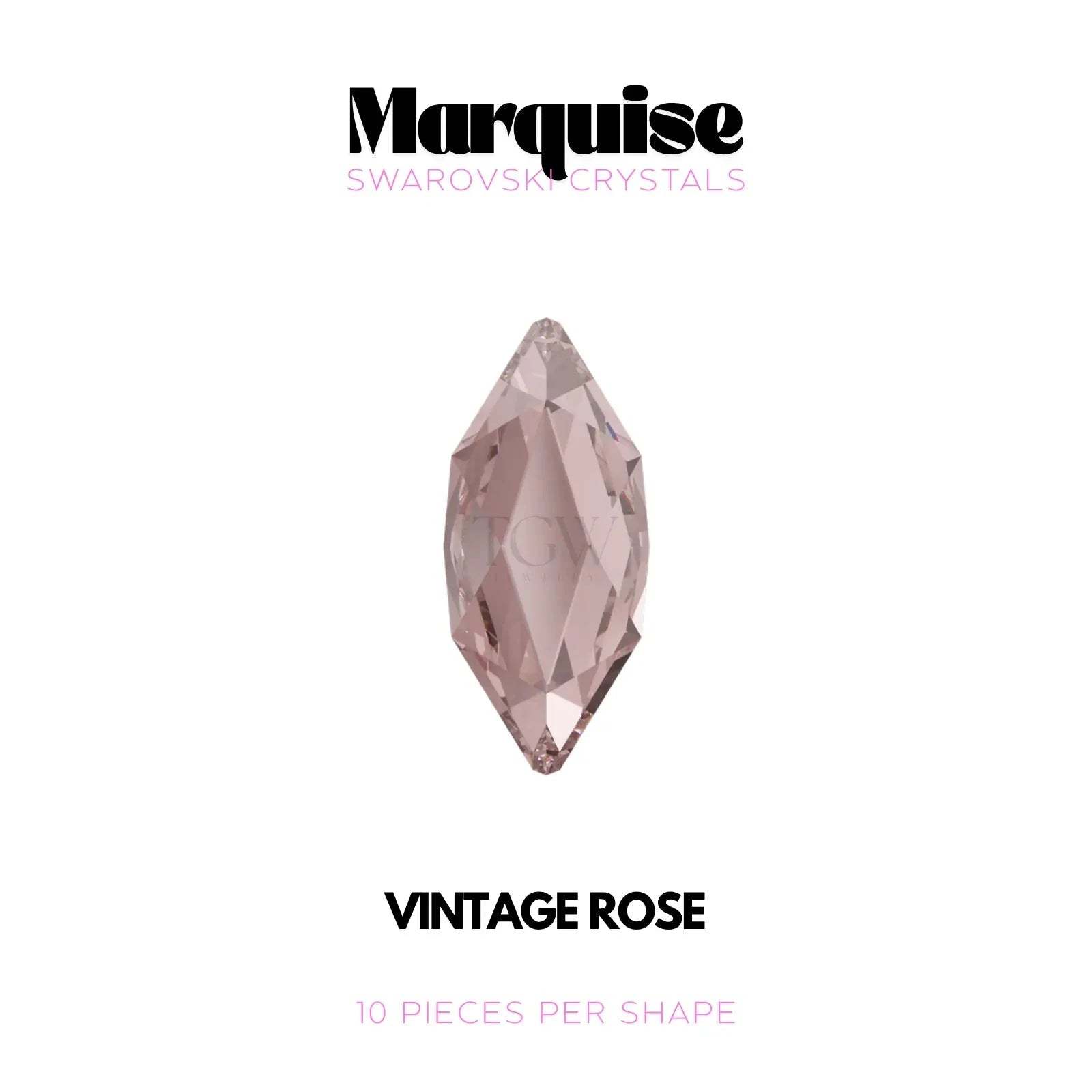 MARQUISE - SWAROVSKI STRASS DENTAIRES Tooth Gems World VINTAGE ROSE