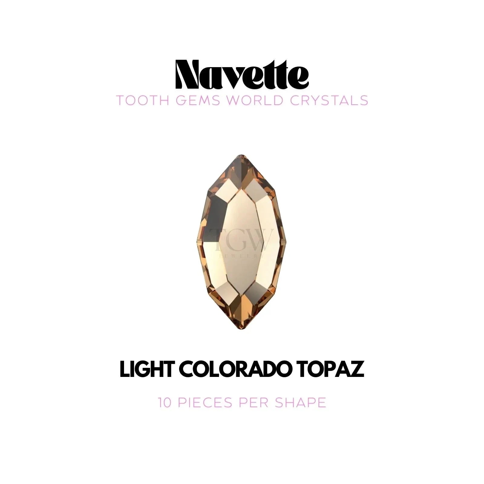 NAVETTE Strass dentaire Swarovski Tooth Gems World Light Colorado Topaz