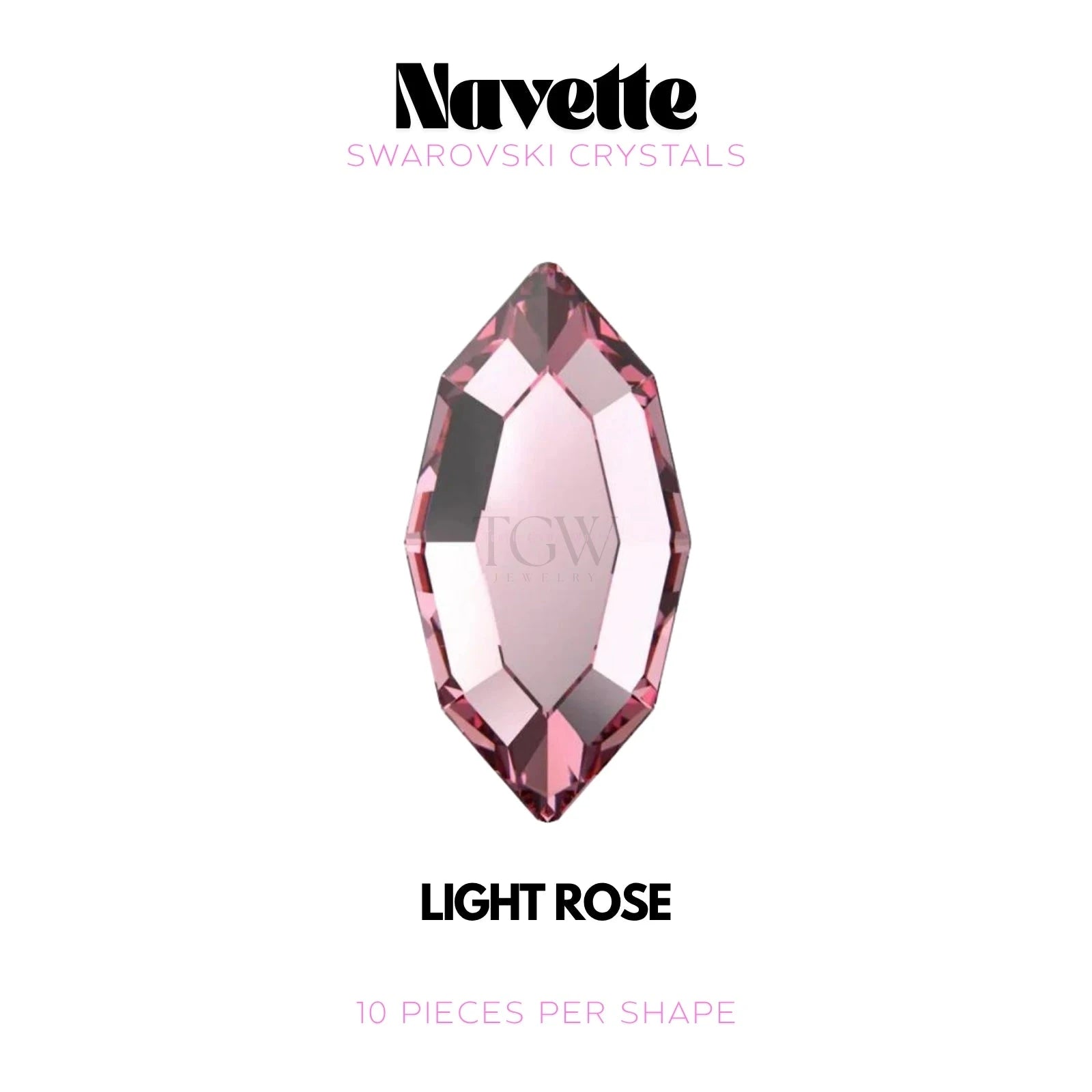 NAVETTE - SWAROVSKI STRASS DENTAIRES Tooth Gems World Light Rose