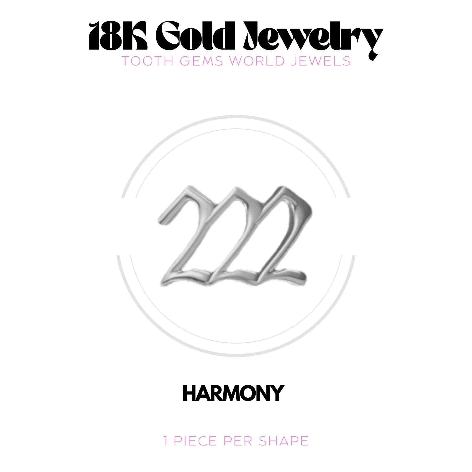 NUMÉRO DES ANGES 222 OR 18K BIJOU EN OR 18K Tooth Gems World