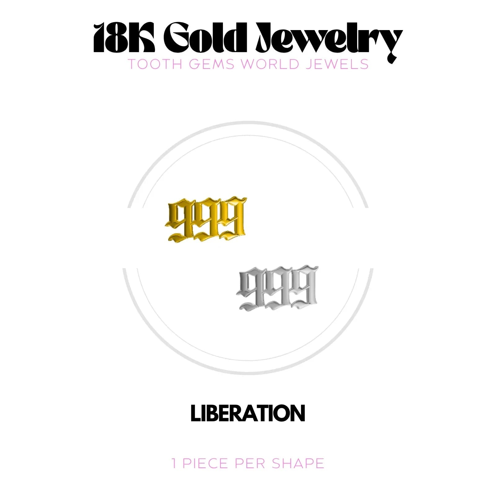 NUMÉRO DES ANGES 999 OR 18K BIJOU EN OR 18K Tooth Gems World