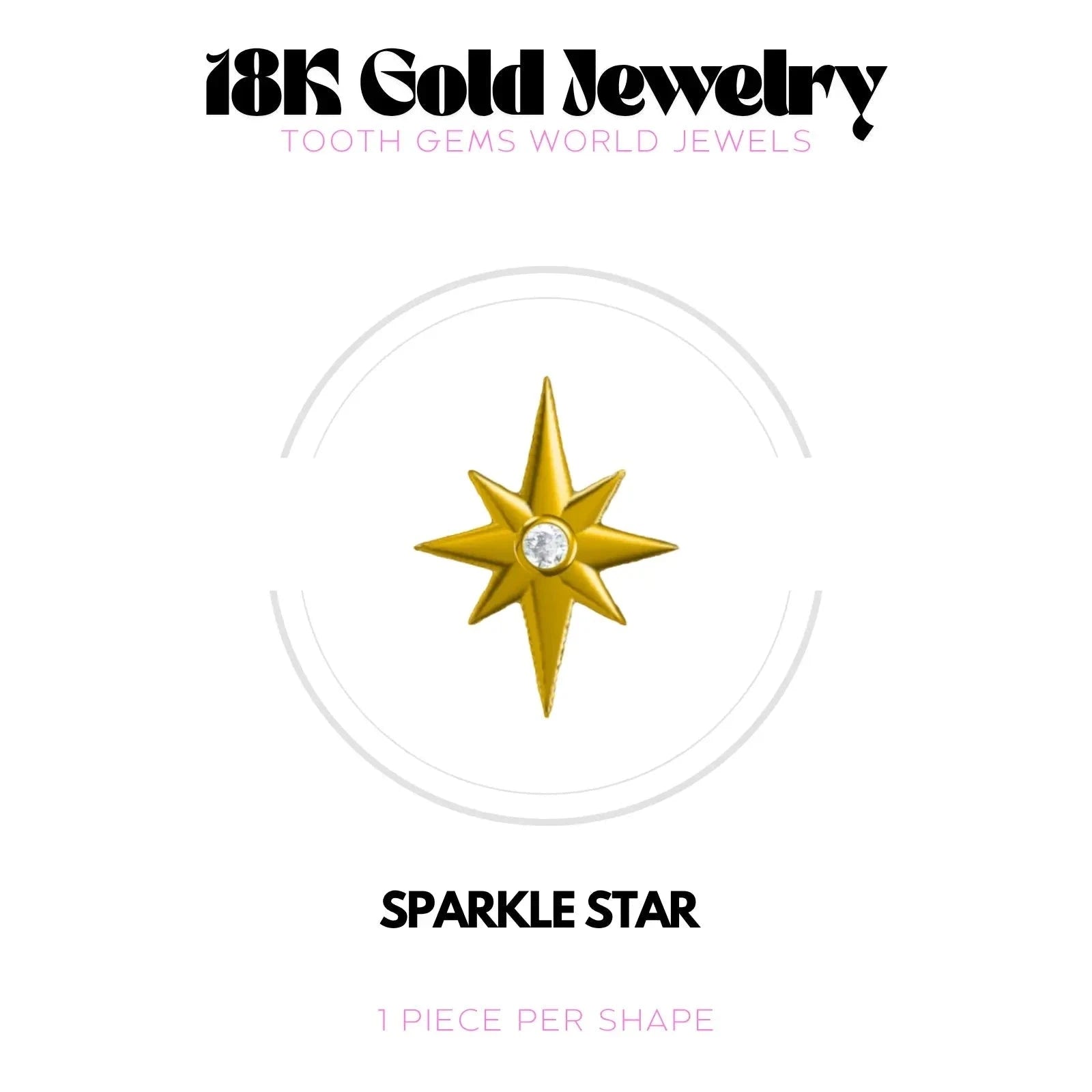 SPARKLE STAR OR 18K Bijou dentaire en OR 18K Tooth Gems World OR JAUNE