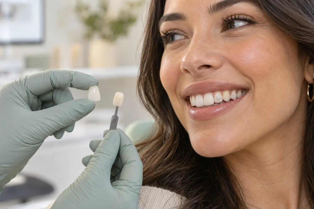 Consultation sur la compatibilité d’un strass dentaire avec une facette, une couronne ou du composite