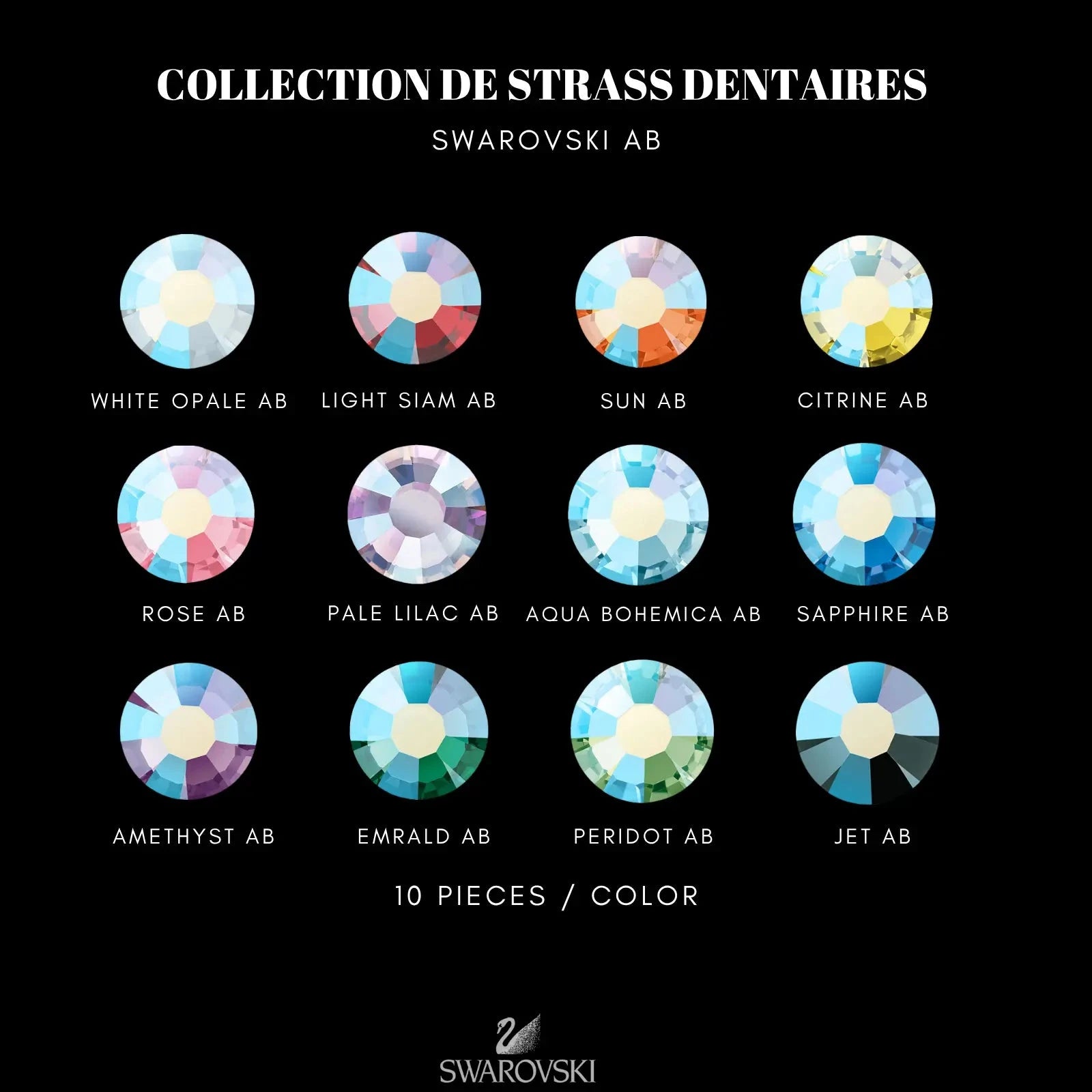 COLLECTION STRASS COLORÉS AB SWAROVSKI STRASS DENTAIRES Tooth Gems World 