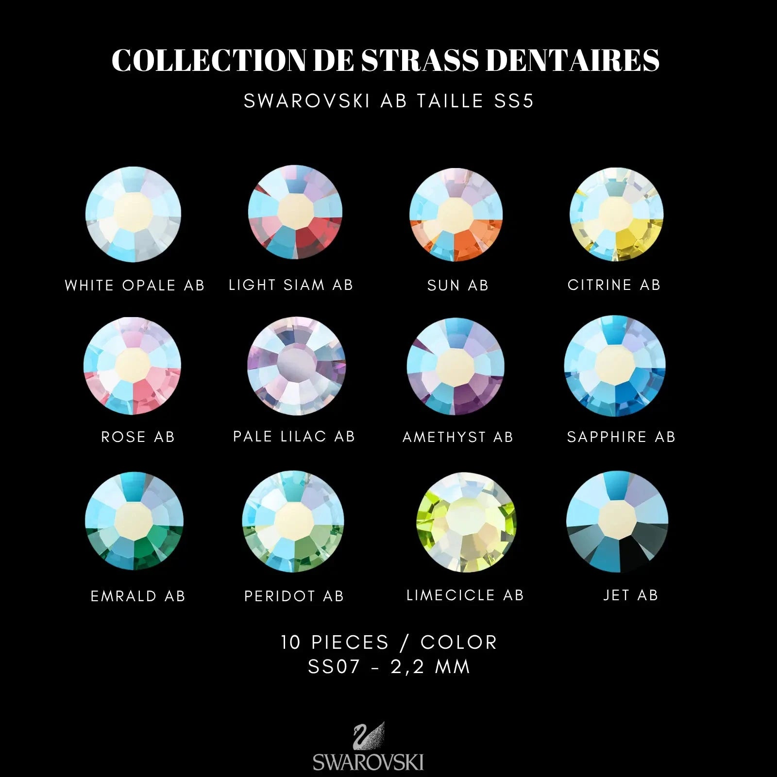 COLLECTION STRASS COLORÉS AB SWAROVSKI STRASS DENTAIRES Tooth Gems World 