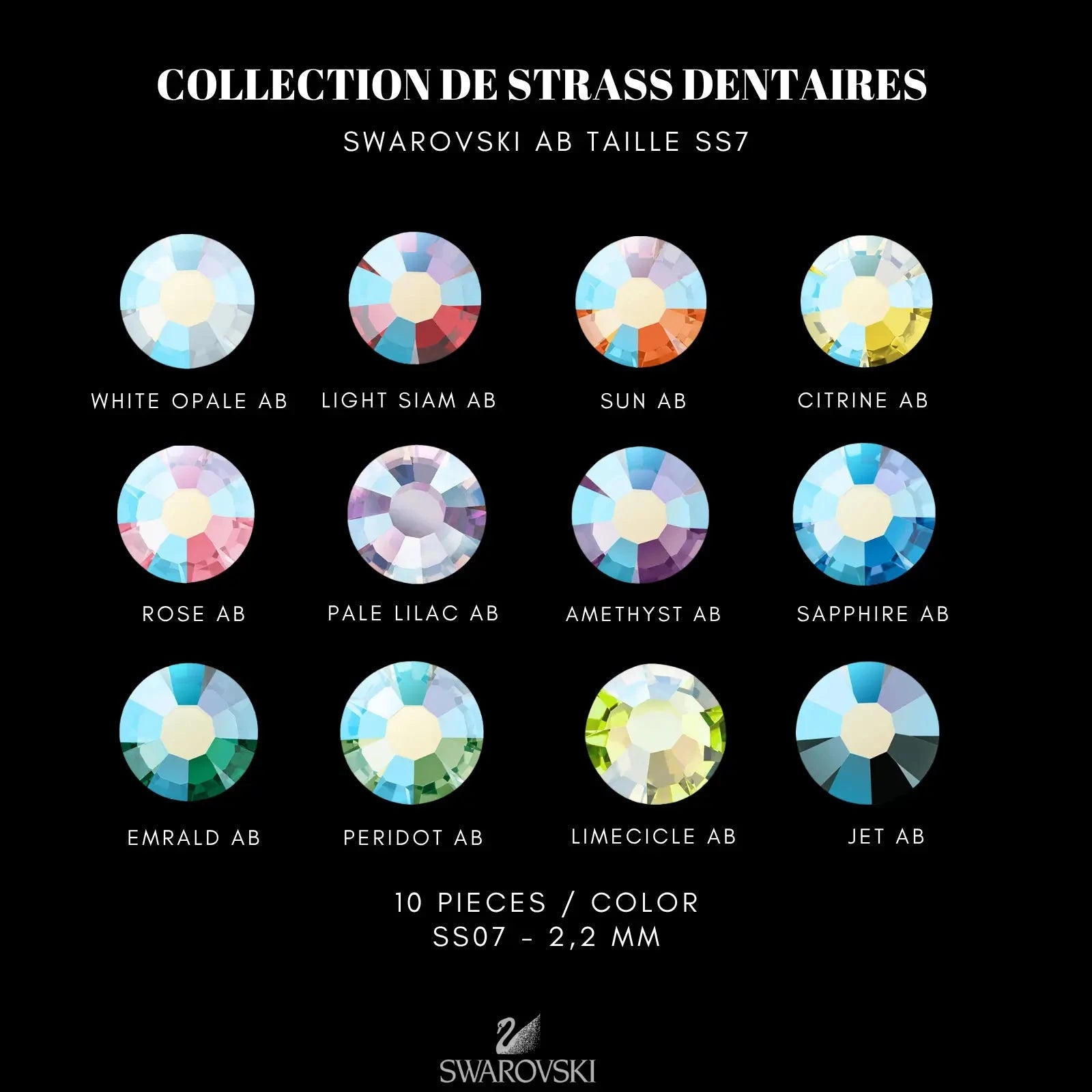 COLLECTION STRASS COLORÉS AB SWAROVSKI STRASS DENTAIRES Tooth Gems World 