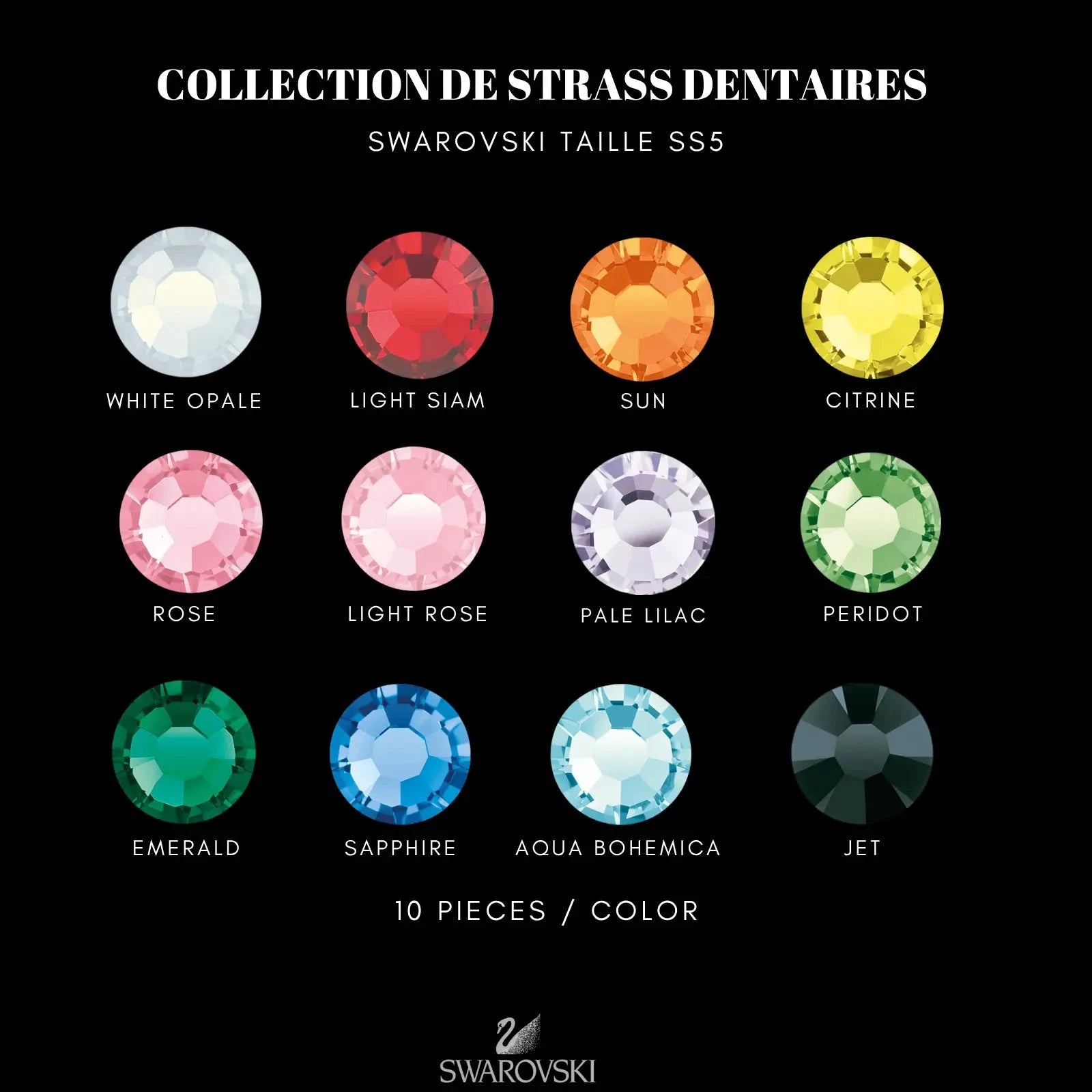 COLLECTION 120 STRASS COLORÉS SWAROVSKI STRASS DENTAIRES Tooth Gems World 