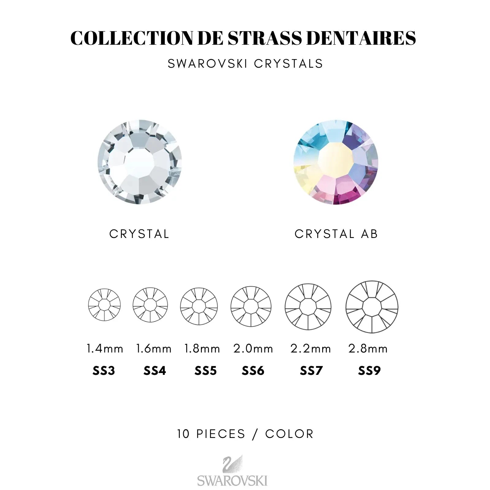 COLLECTION 120 STRASS SWAROVSKI CLASSIQUE CRYSTAL ET CRYSTAL AB STRASS DENTAIRES Tooth Gems World 