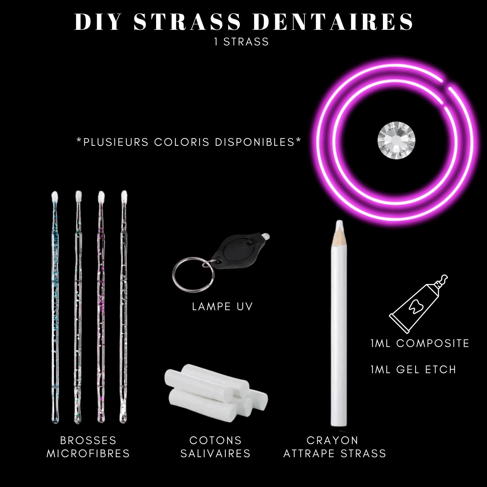 DIY Tooth Gems Kit LE STRASS - Ton Kit de Pose de strass dentaire Homemade