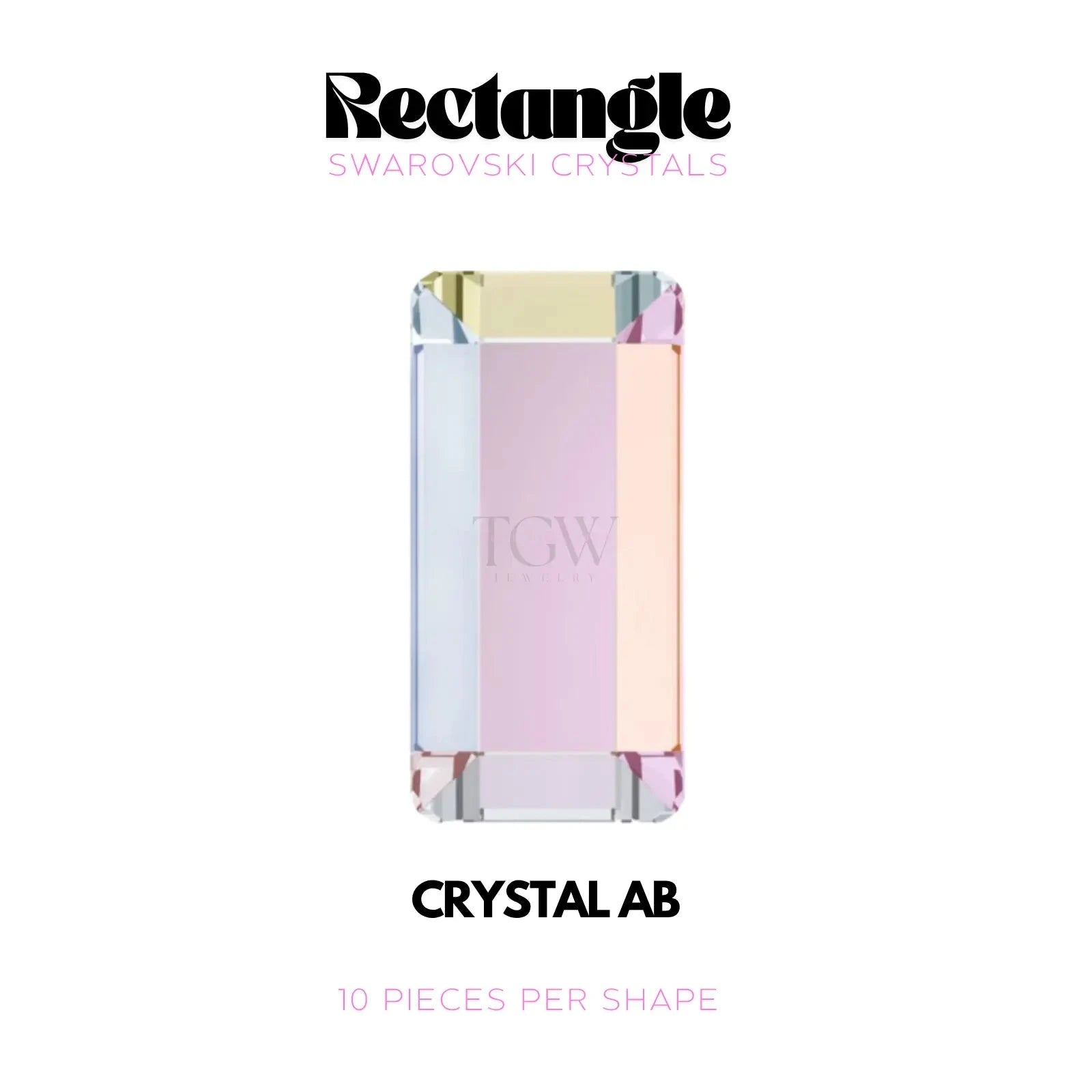RECTANGLE - SWAROVSKI Tooth Gems World Crystal AB 