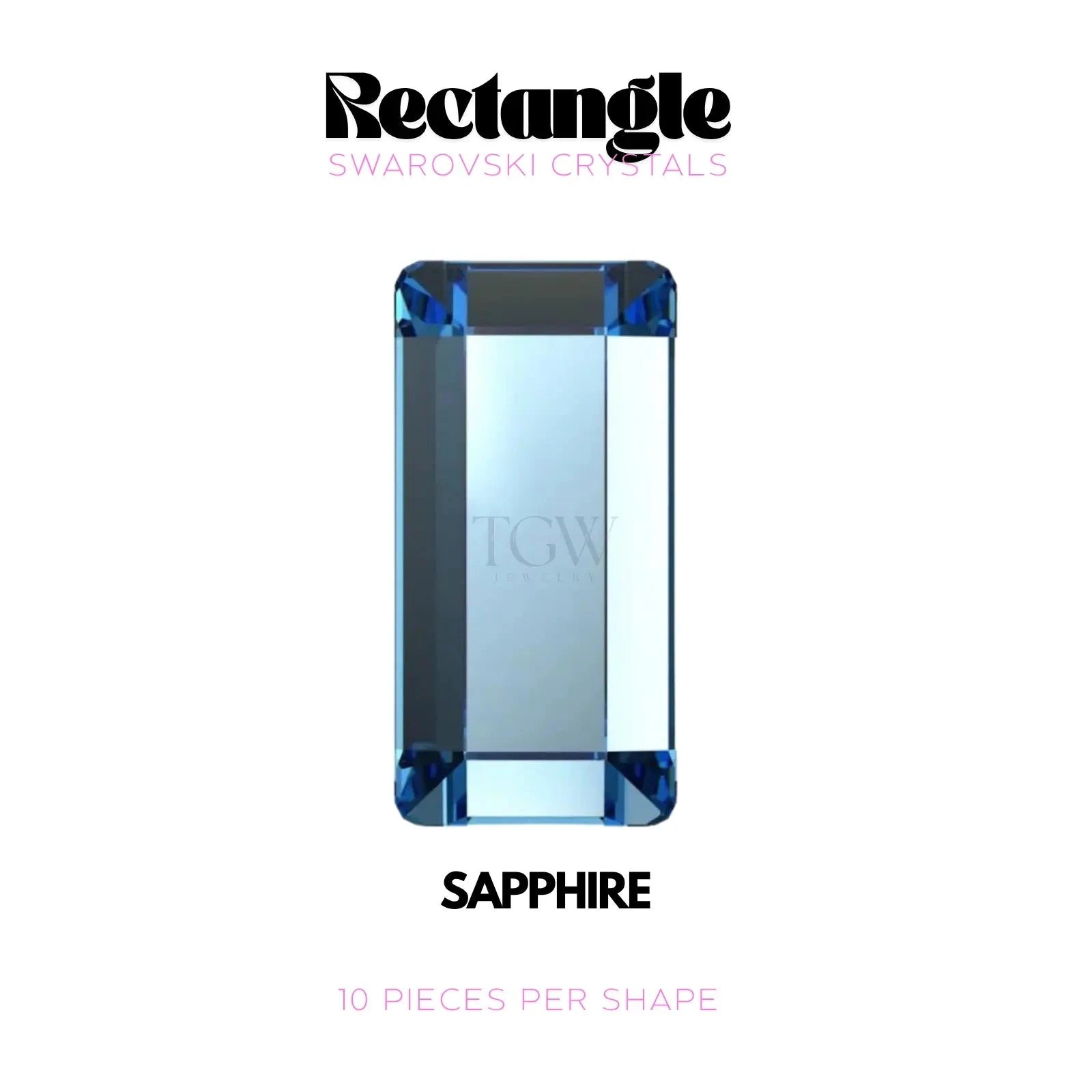 RECTANGLE - SWAROVSKI Tooth Gems World Aquamarine 