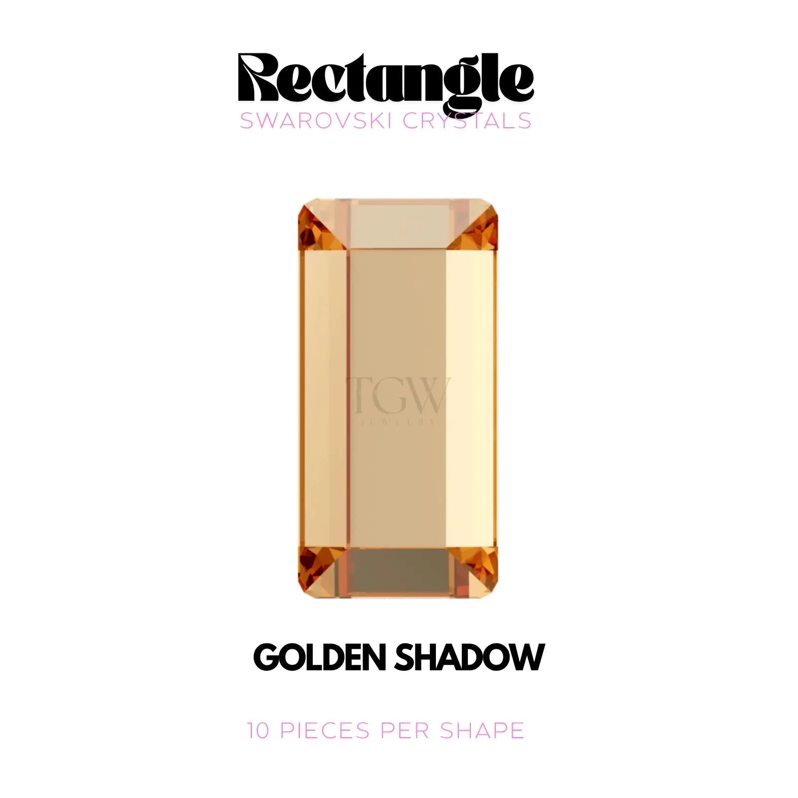 RECTANGLE - SWAROVSKI Tooth Gems World Golden Shadow 