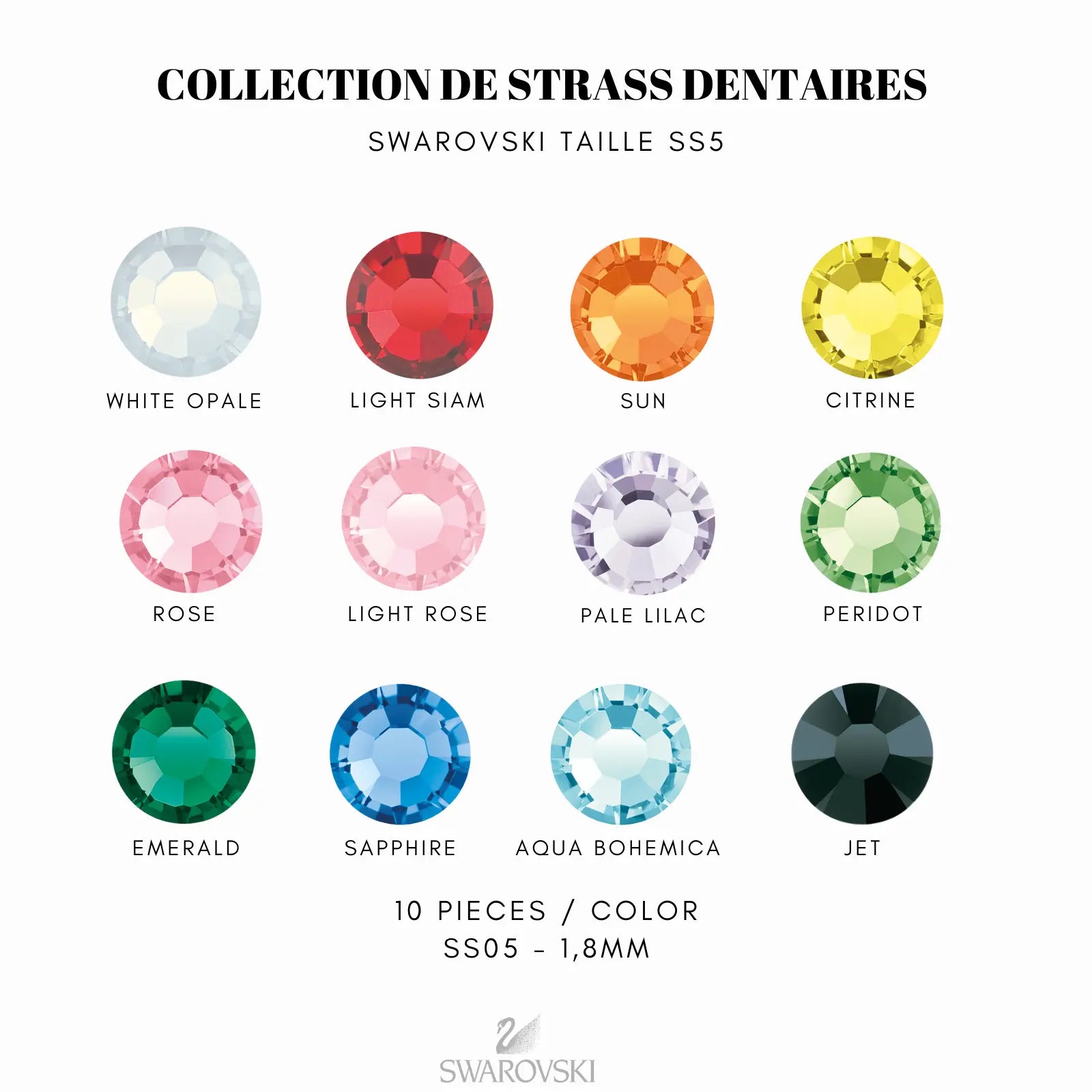 COLLECTION 120 STRASS COLORÉS SWAROVSKI STRASS DENTAIRES Tooth Gems World 
