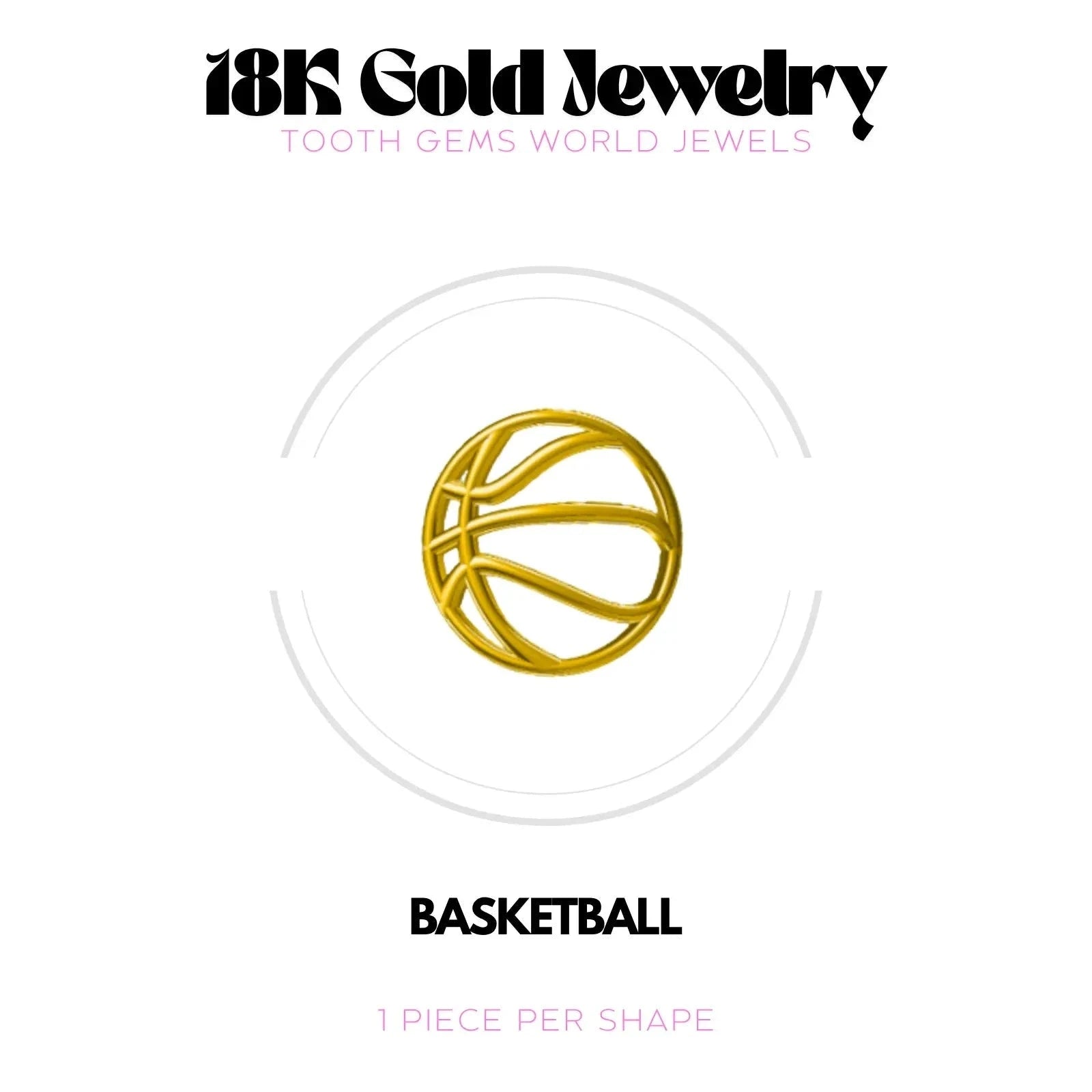 BASKET BALL OR 18K Bijou dentaire en OR 18K Tooth Gems World OR JAUNE 
