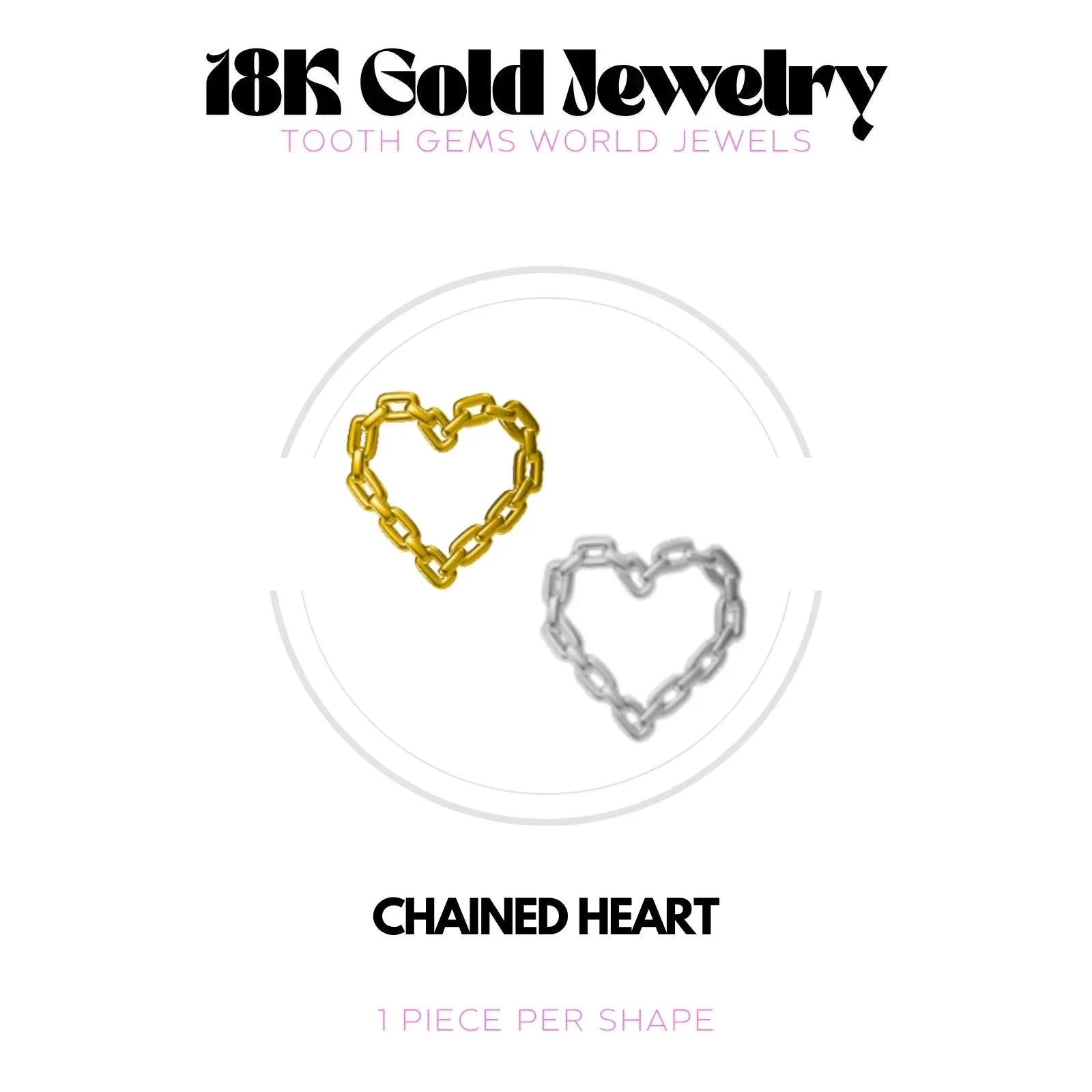 COEUR ENCHAINÉ OR 18K Bijou dentaire en OR 18K Tooth Gems World 