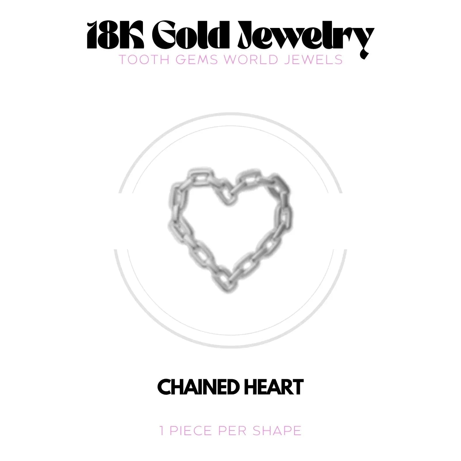 COEUR ENCHAINÉ OR 18K Bijou dentaire en OR 18K Tooth Gems World OR BLANC 