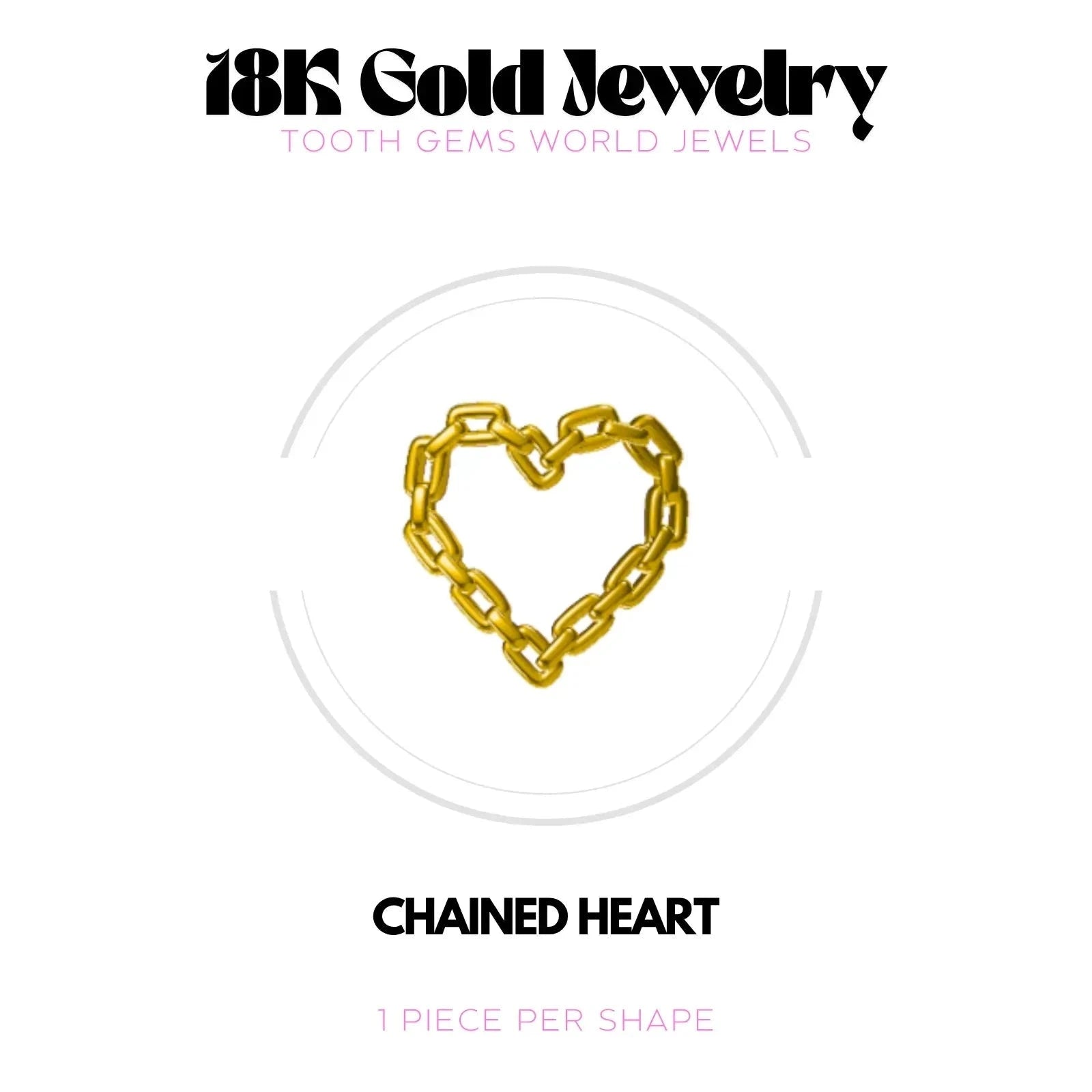 COEUR ENCHAINÉ OR 18K Bijou dentaire en OR 18K Tooth Gems World OR JAUNE 