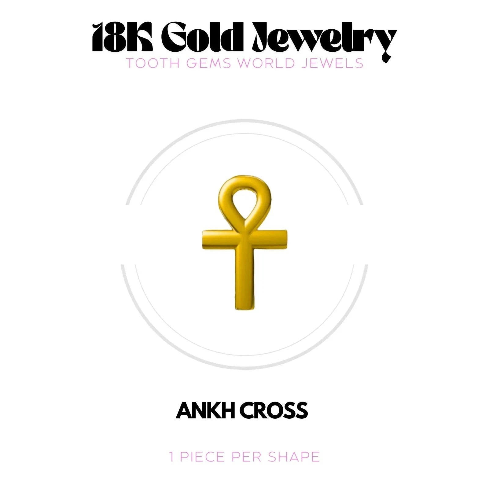 CROIX ANKH OR 18K Bijou dentaire en OR 18K Tooth Gems World OR JAUNE 