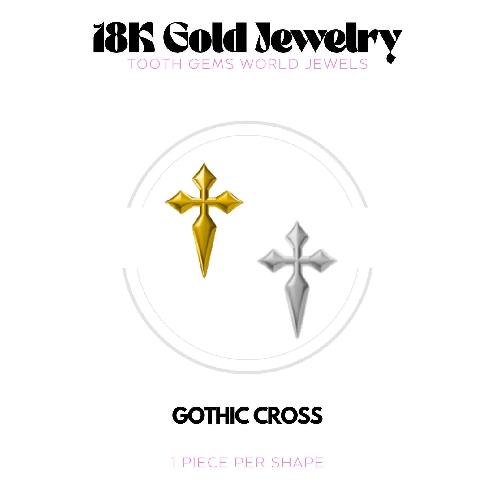 CROIX GOTHIQUE OR 18K BIJOU EN OR 18K Tooth Gems World 
