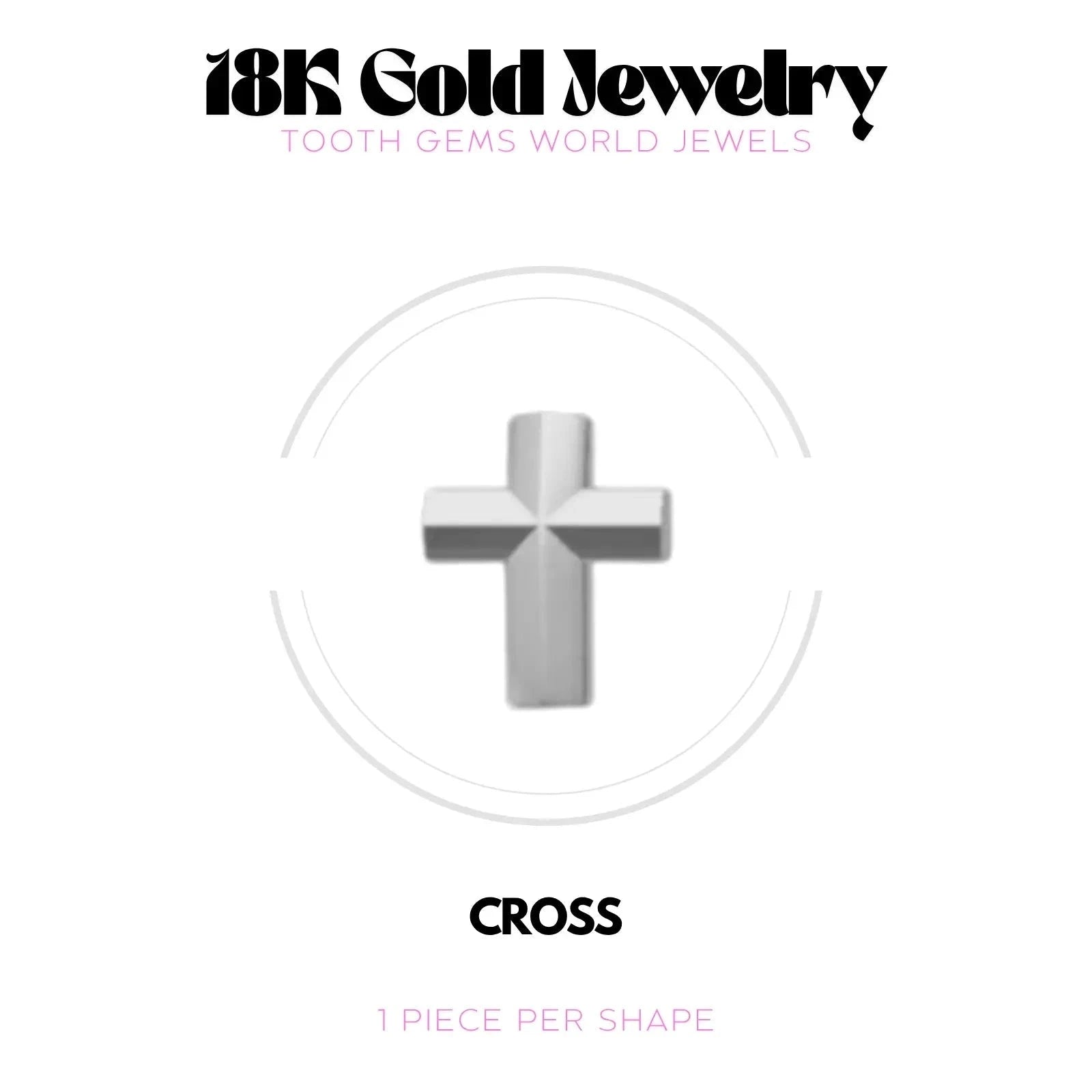 CROIX OR 18K Bijou dentaire en OR 18K Tooth Gems World OR BLANC 