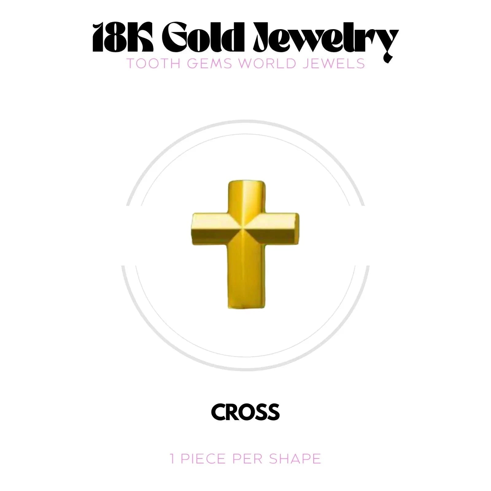 CROIX OR 18K Bijou dentaire en OR 18K Tooth Gems World OR JAUNE 