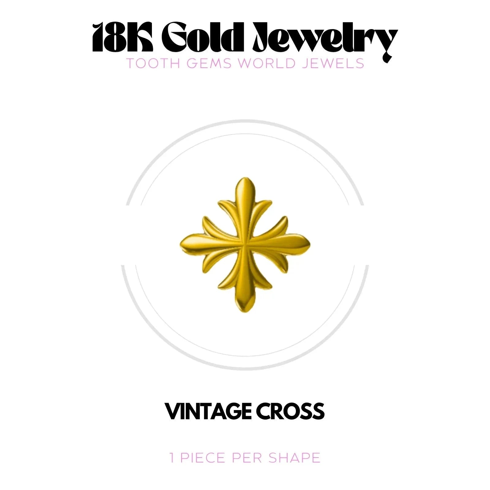 CROIX VINTAGE OR 18K Bijou dentaire en OR 18K Tooth Gems World OR JAUNE 