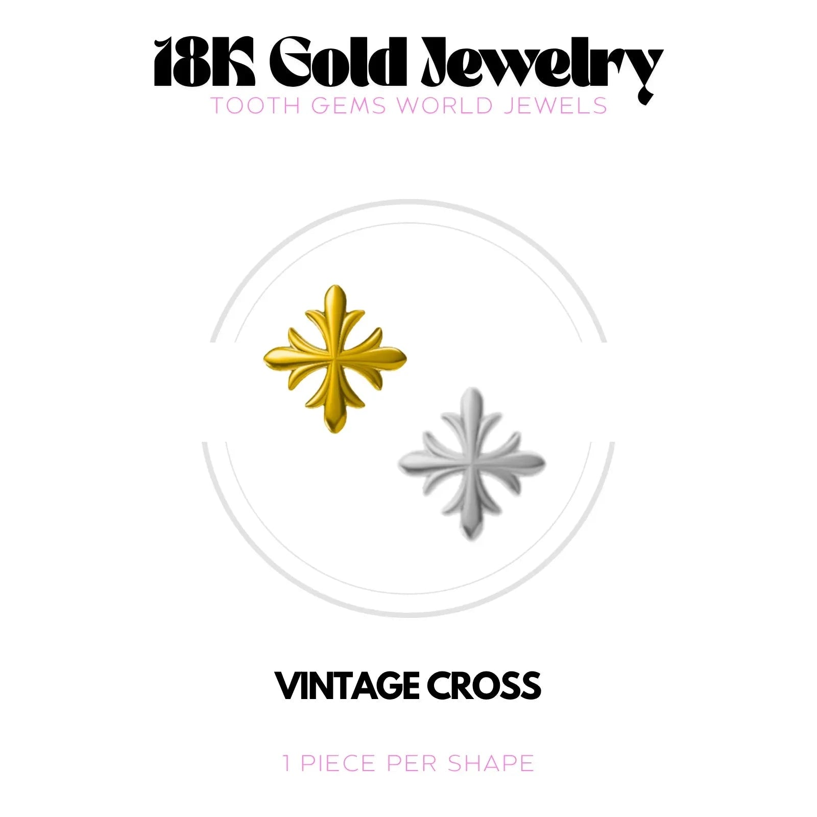 CROIX VINTAGE OR 18K BIJOU EN OR 18K Tooth Gems World 