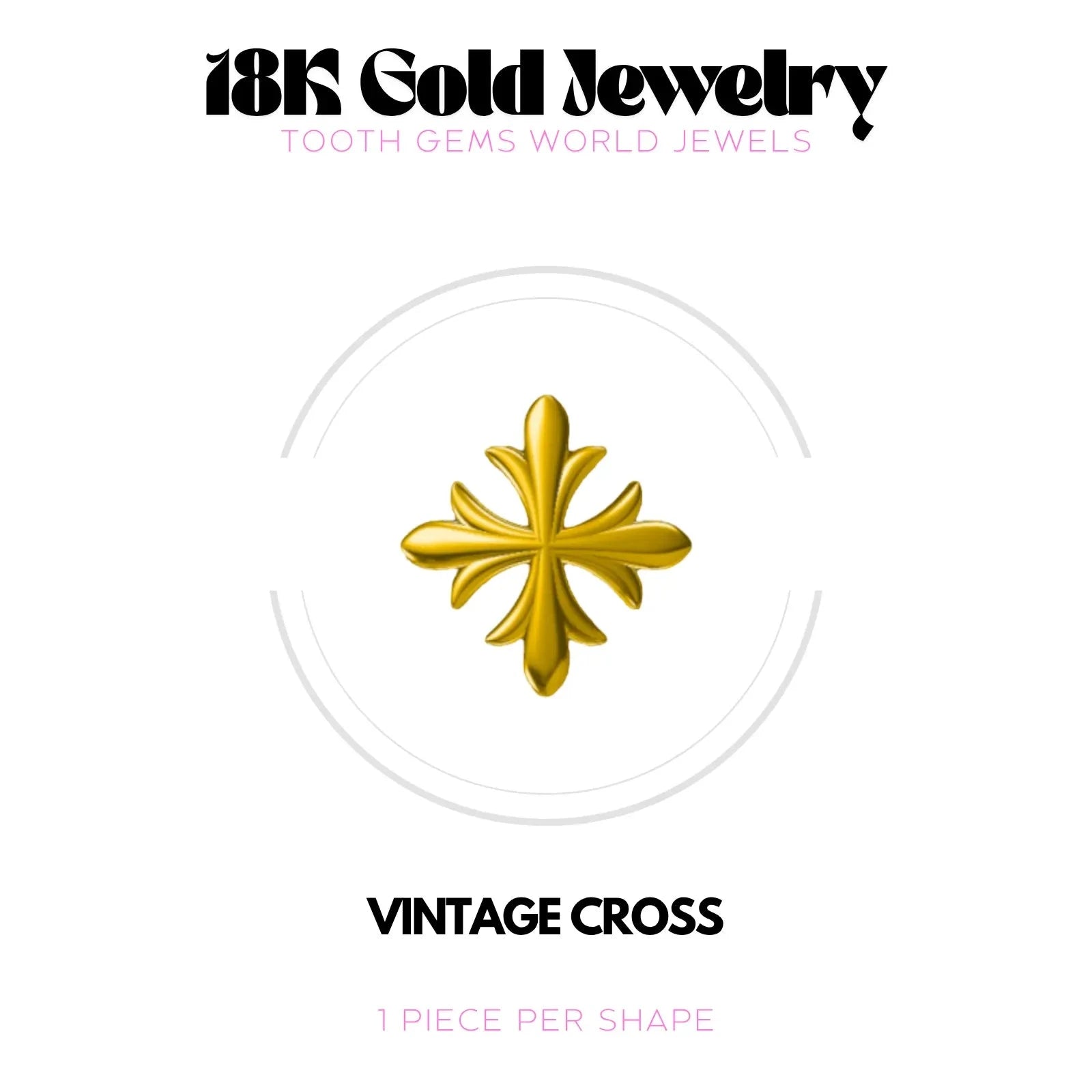 CROIX VINTAGE OR 18K BIJOU EN OR 18K Tooth Gems World 