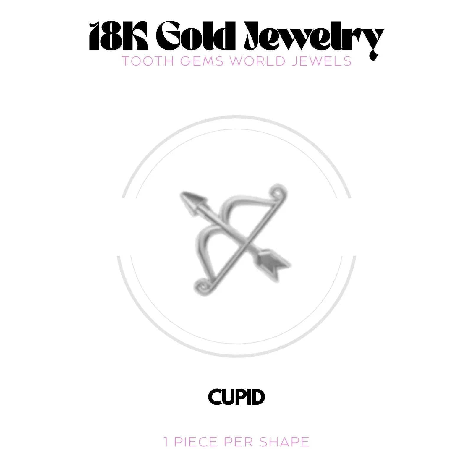 CUPIDON OR 18K Bijou dentaire en OR 18K Tooth Gems World OR BLANC 