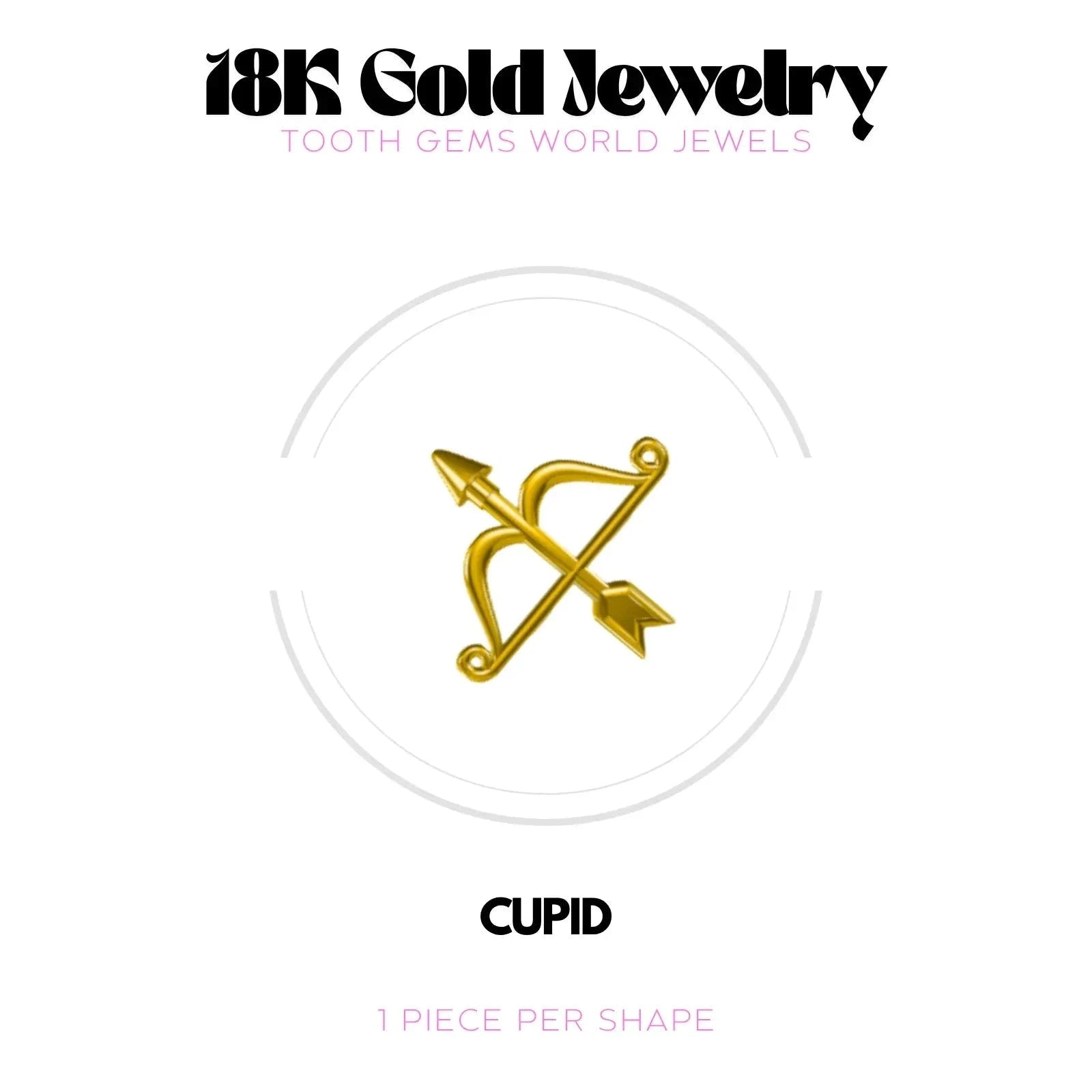 CUPIDON OR 18K Bijou dentaire en OR 18K Tooth Gems World OR JAUNE 