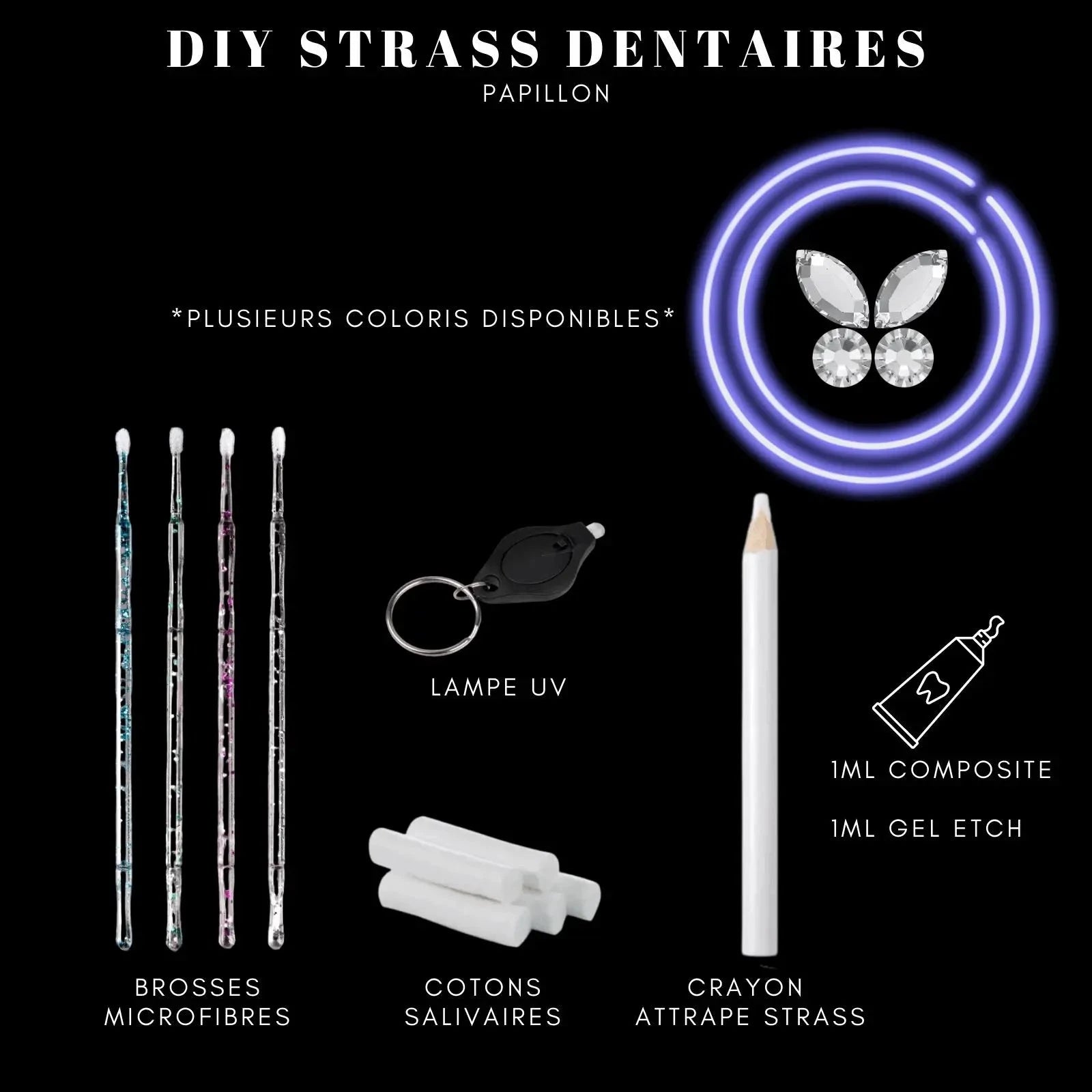 DIY Tooth Gems Kit PAPILLON - Ton Kit de Pose de strass dentaire Homemade STRASS DENTAIRES Tooth Gems World 