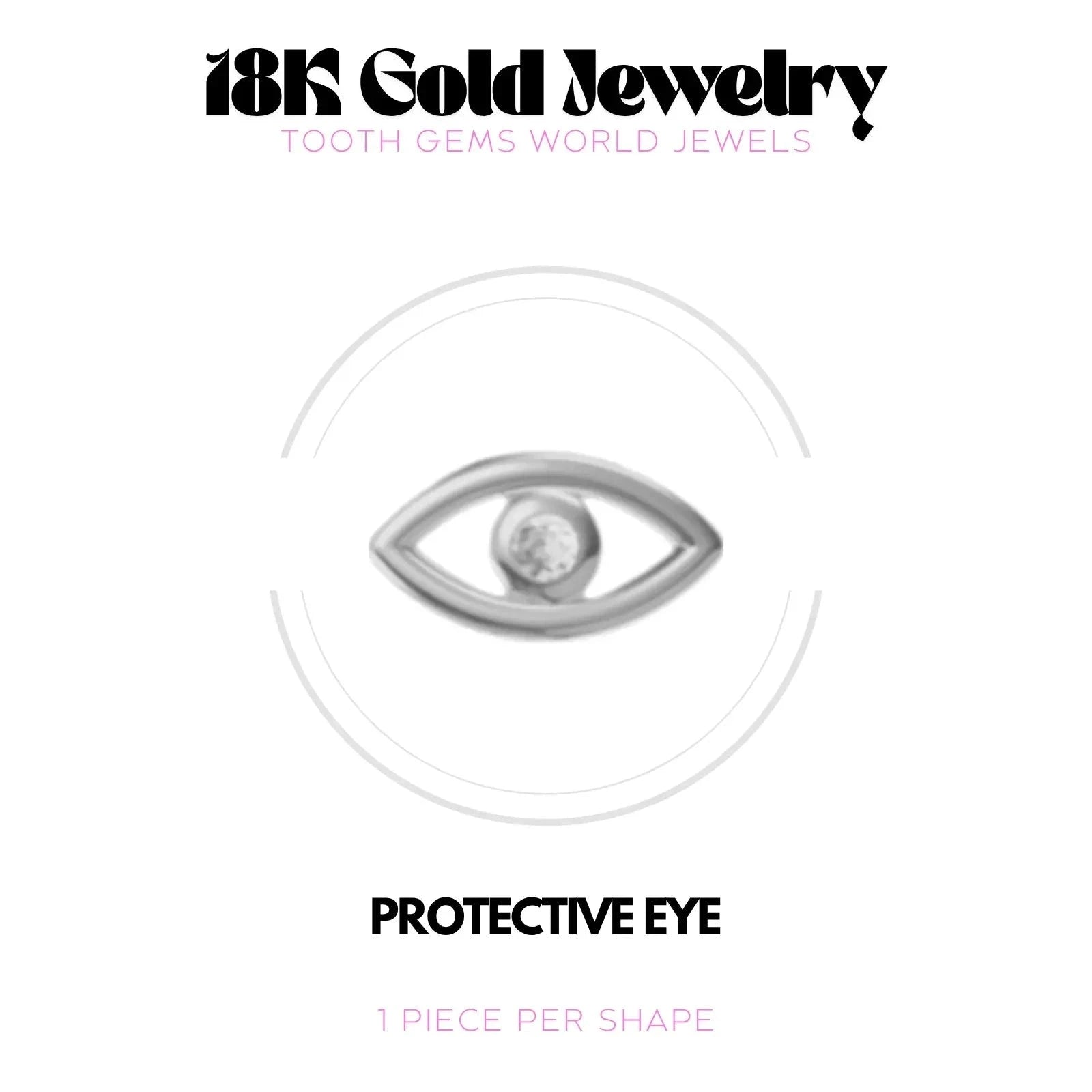 EVIL EYE OR 18K Bijou dentaire en OR 18K Tooth Gems World OR BLANC 