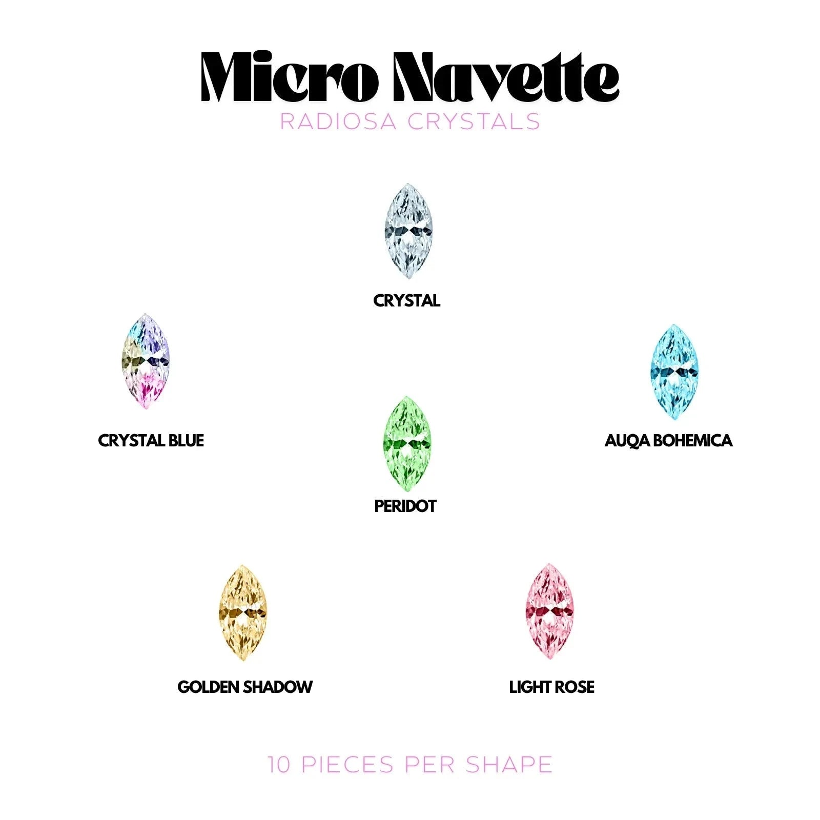 MICRO NAVETTE - RADIOSA CRYSTALS Strass dentaire Tooth Gems World 