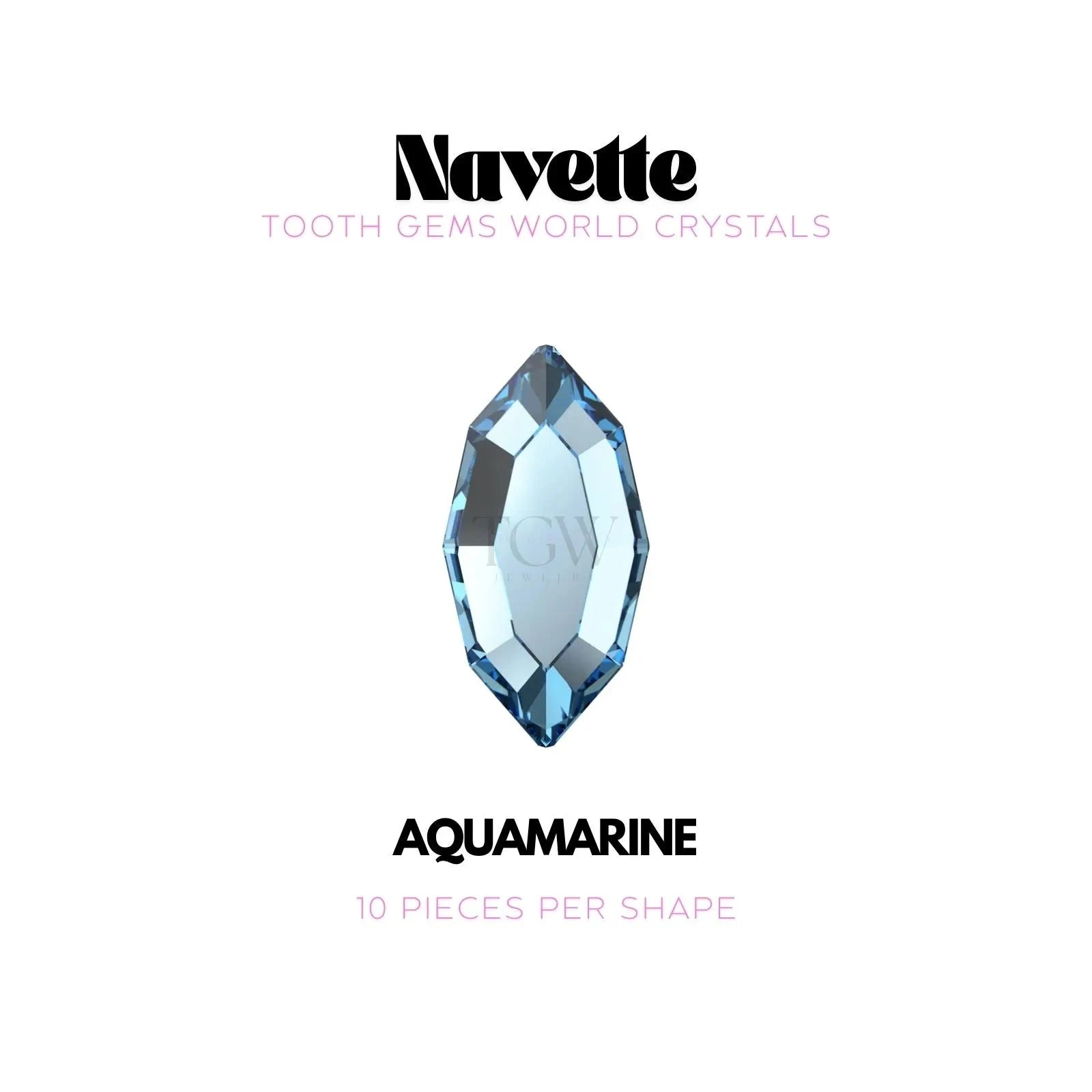 NAVETTE Strass dentaire Swarovski Tooth Gems World Aquamarine 