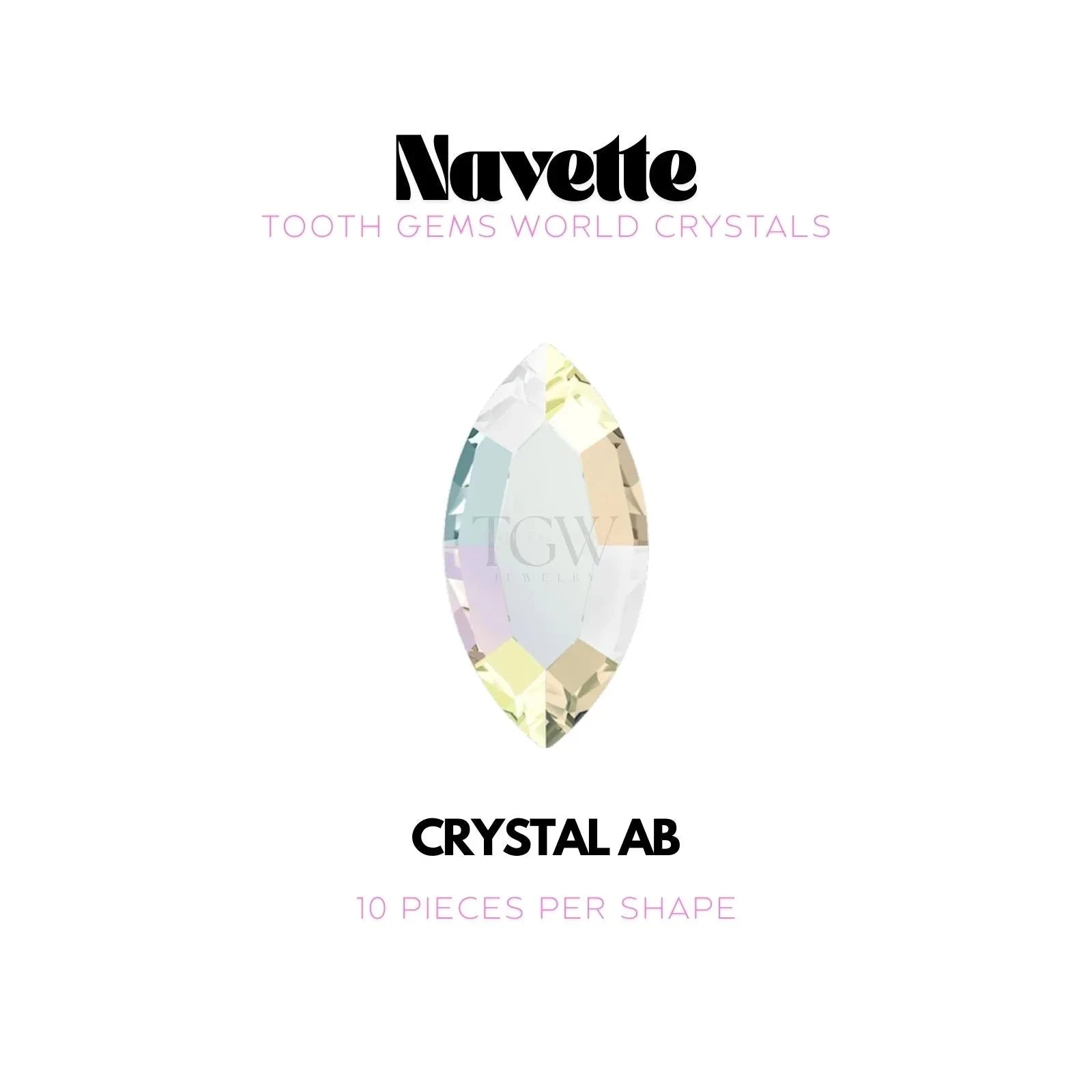 NAVETTE Strass dentaire Swarovski Tooth Gems World Crystal AB 