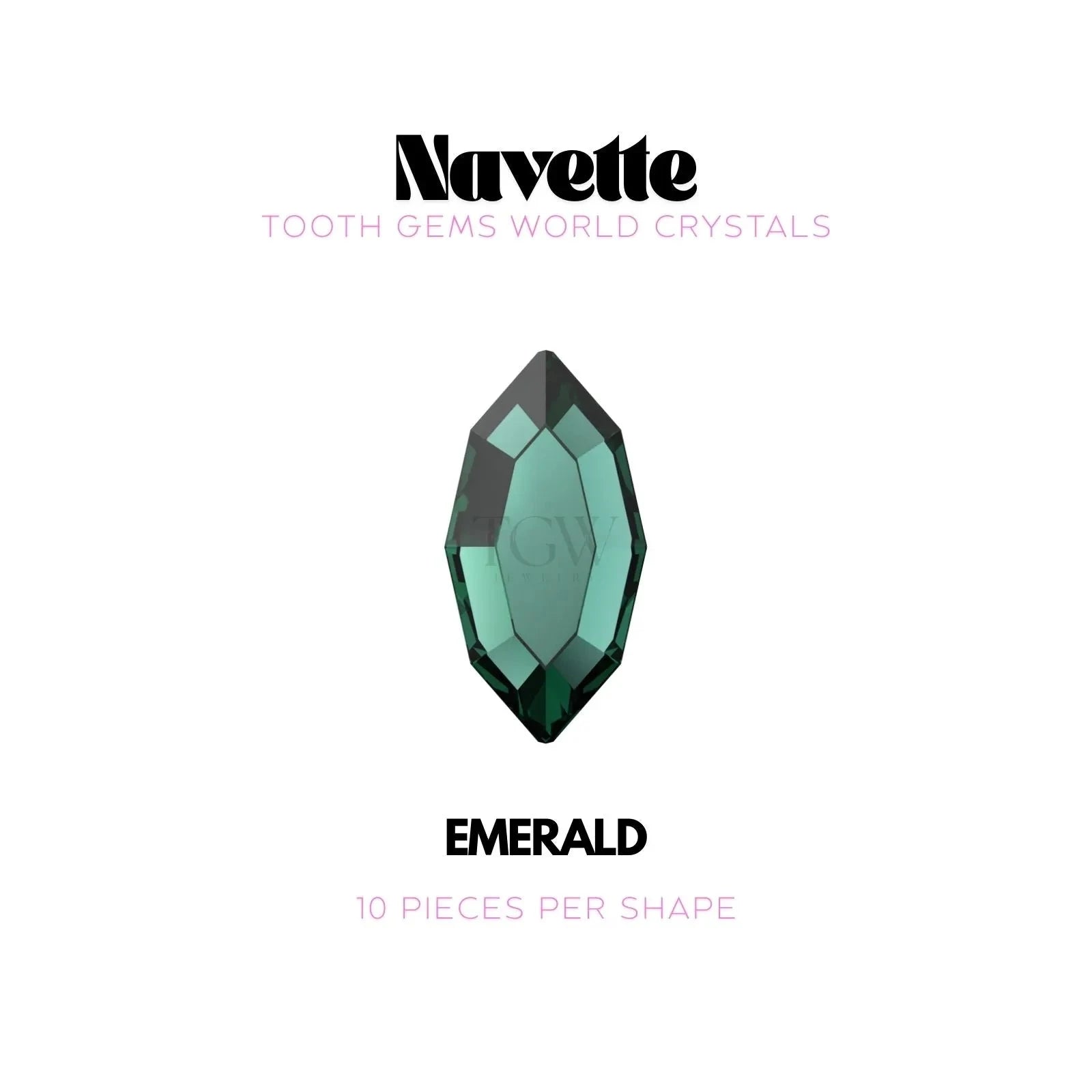 NAVETTE Strass dentaire Swarovski Tooth Gems World Emerald 