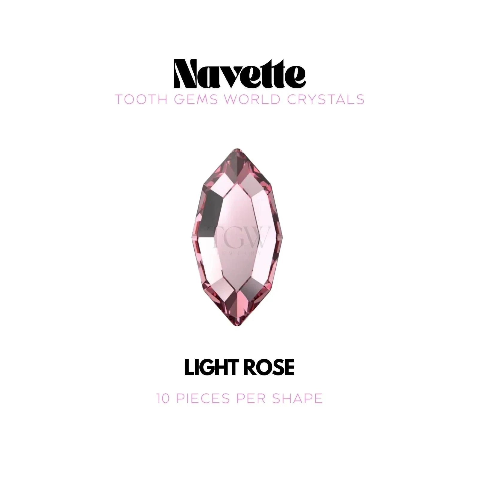 NAVETTE Strass dentaire Swarovski Tooth Gems World Light Rose 