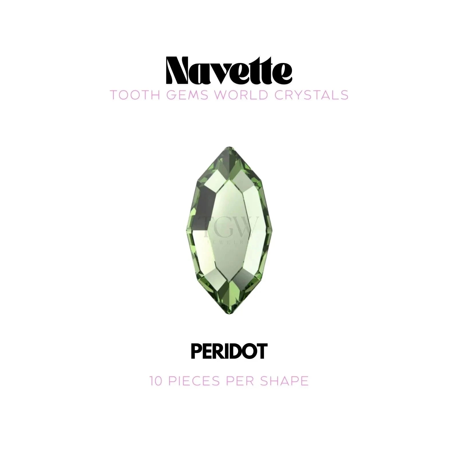 NAVETTE Strass dentaire Swarovski Tooth Gems World Peridot 