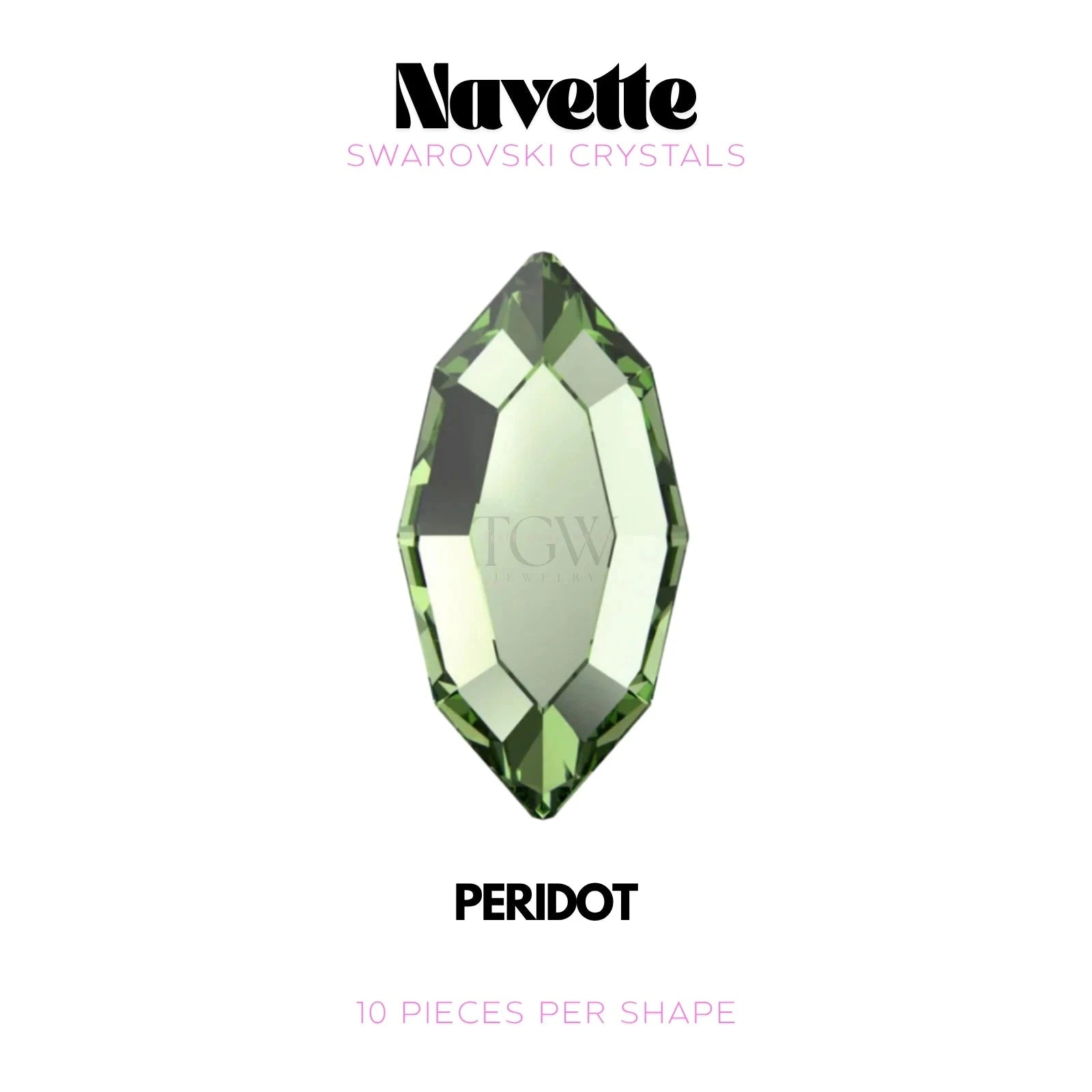 NAVETTE - SWAROVSKI STRASS DENTAIRES Tooth Gems World Peridot 
