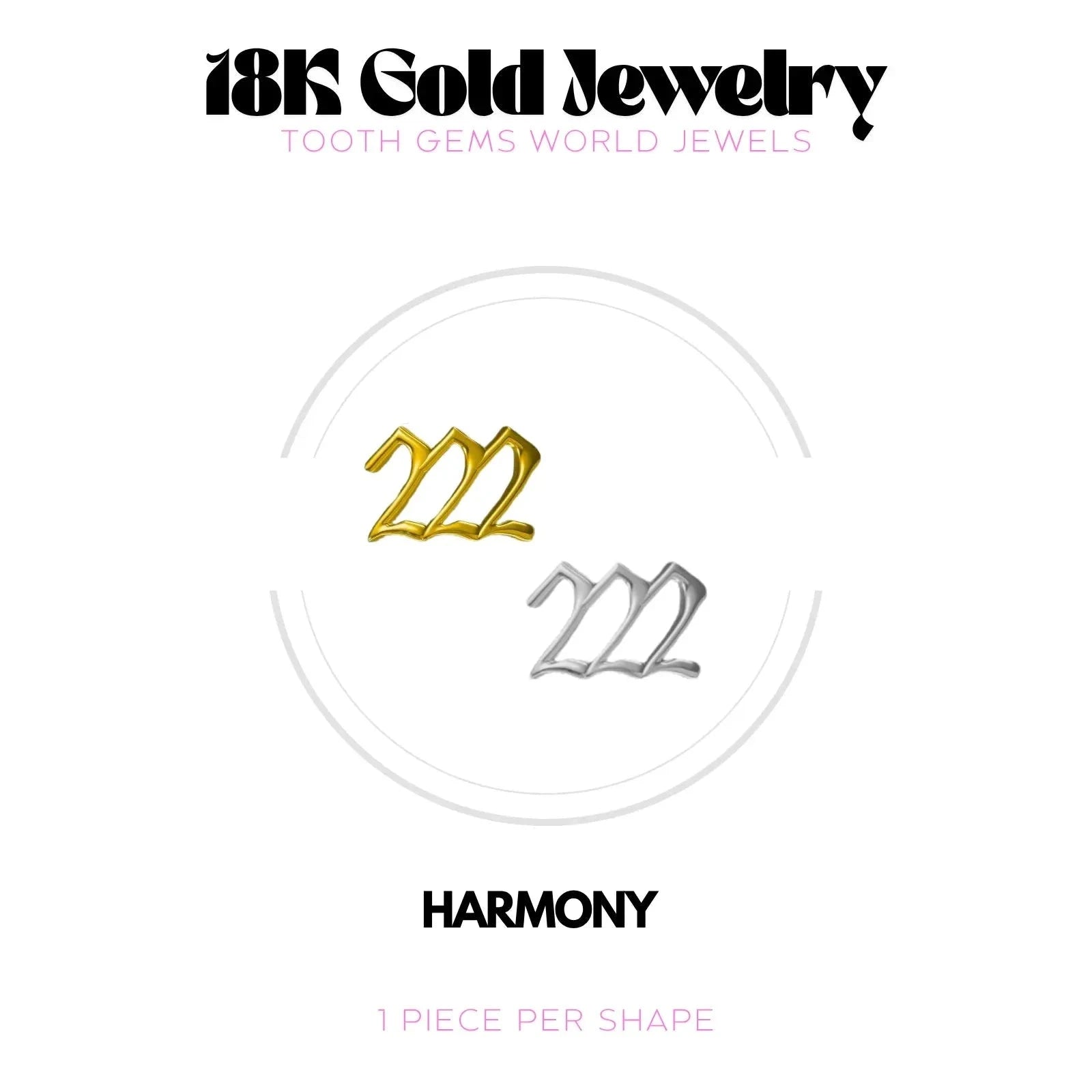 NUMÉRO DES ANGES 222 OR 18K Bijou dentaire en OR 18K Tooth Gems World 