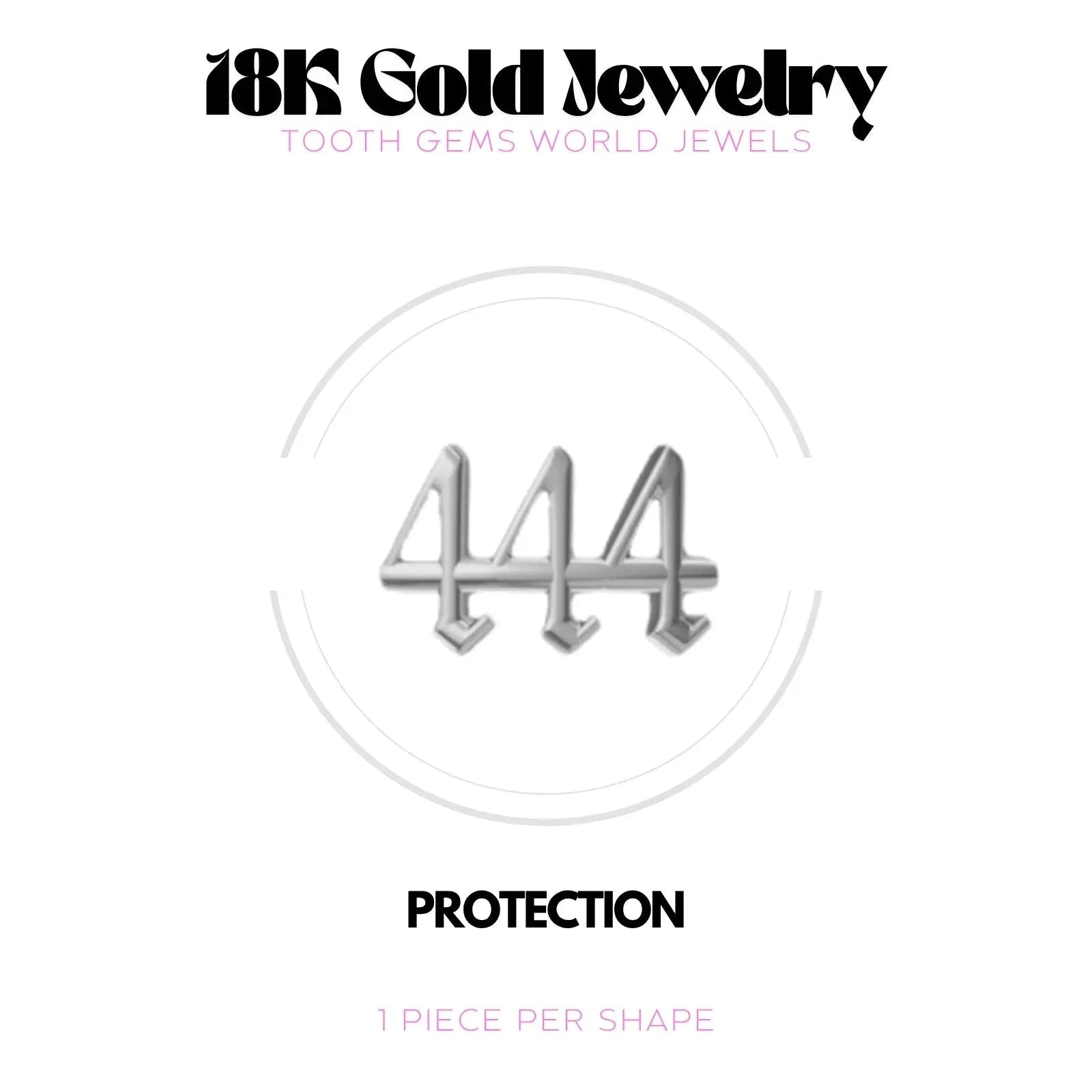 NUMÉRO DES ANGES 444 OR 18K Bijou dentaire en OR 18K Tooth Gems World OR BLANC 