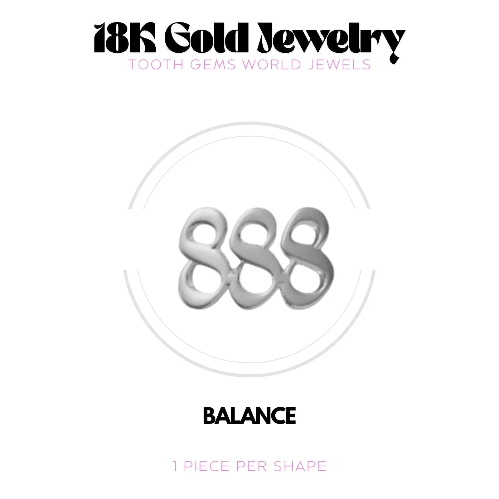 NUMÉRO DES ANGES 888 OR 18K Bijou dentaire en OR 18K Tooth Gems World OR BLANC 