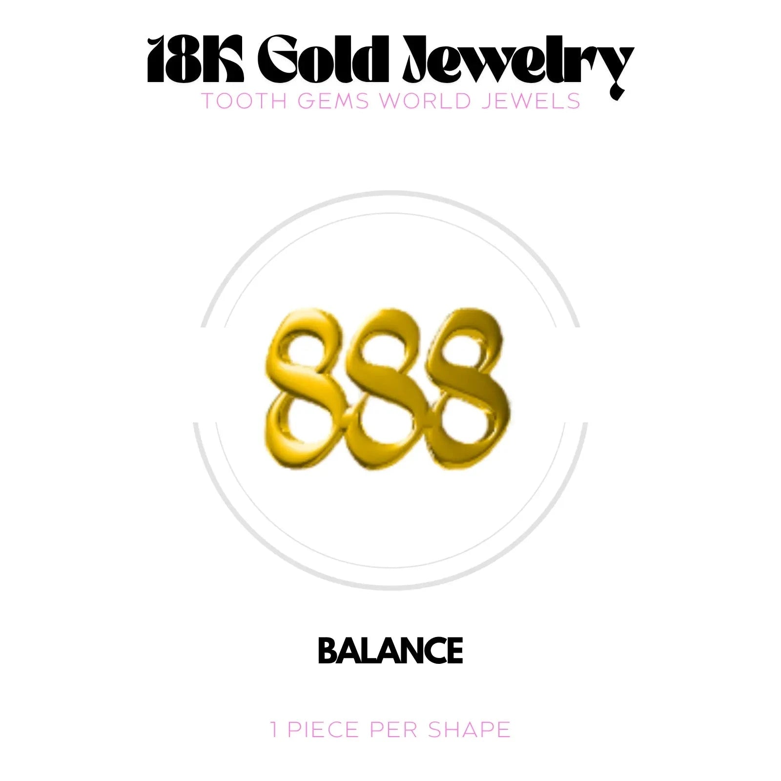 NUMÉRO DES ANGES 888 OR 18K BIJOU EN OR 18K Tooth Gems World 