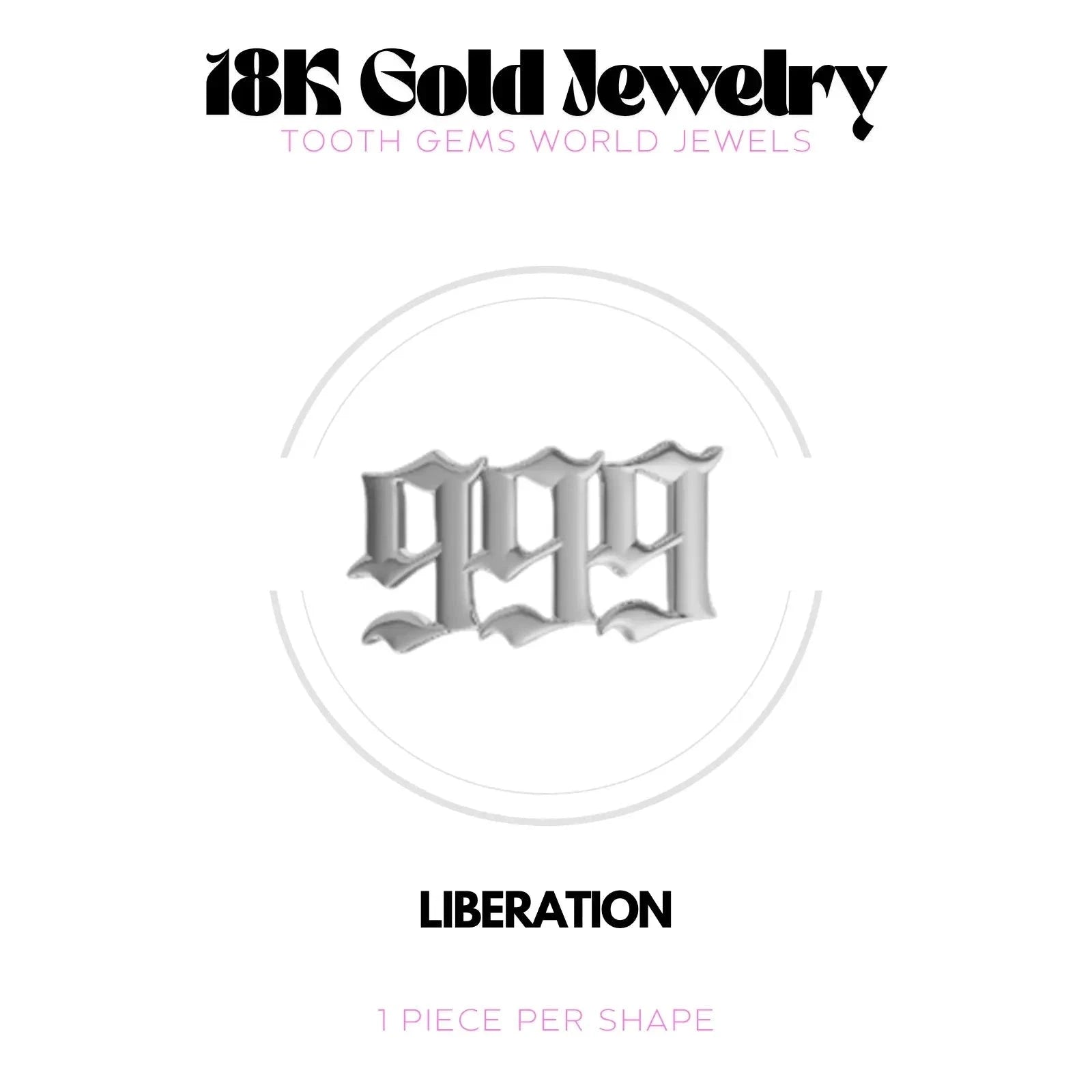 NUMÉRO DES ANGES 999 OR 18K Bijou dentaire en OR 18K Tooth Gems World OR BLANC 