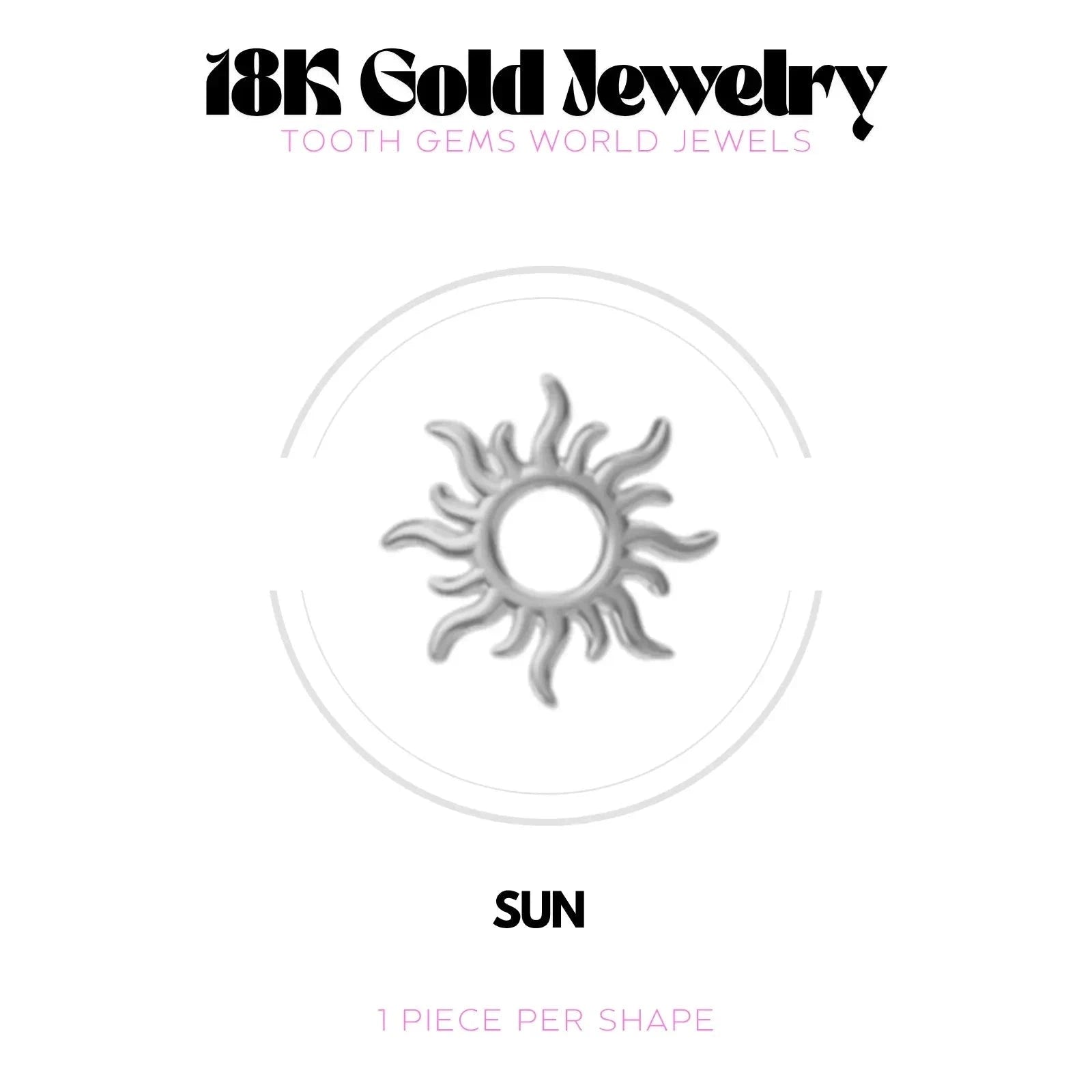 SOLEIL OR 18K Bijou dentaire en OR 18K Tooth Gems World OR BLANC 