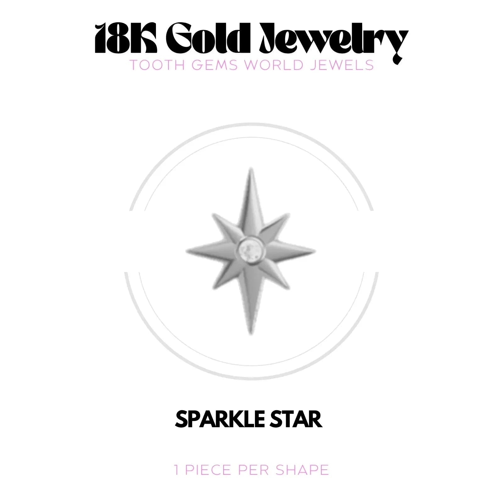 SPARKLE STAR OR 18K Bijou dentaire en OR 18K Tooth Gems World OR BLANC 